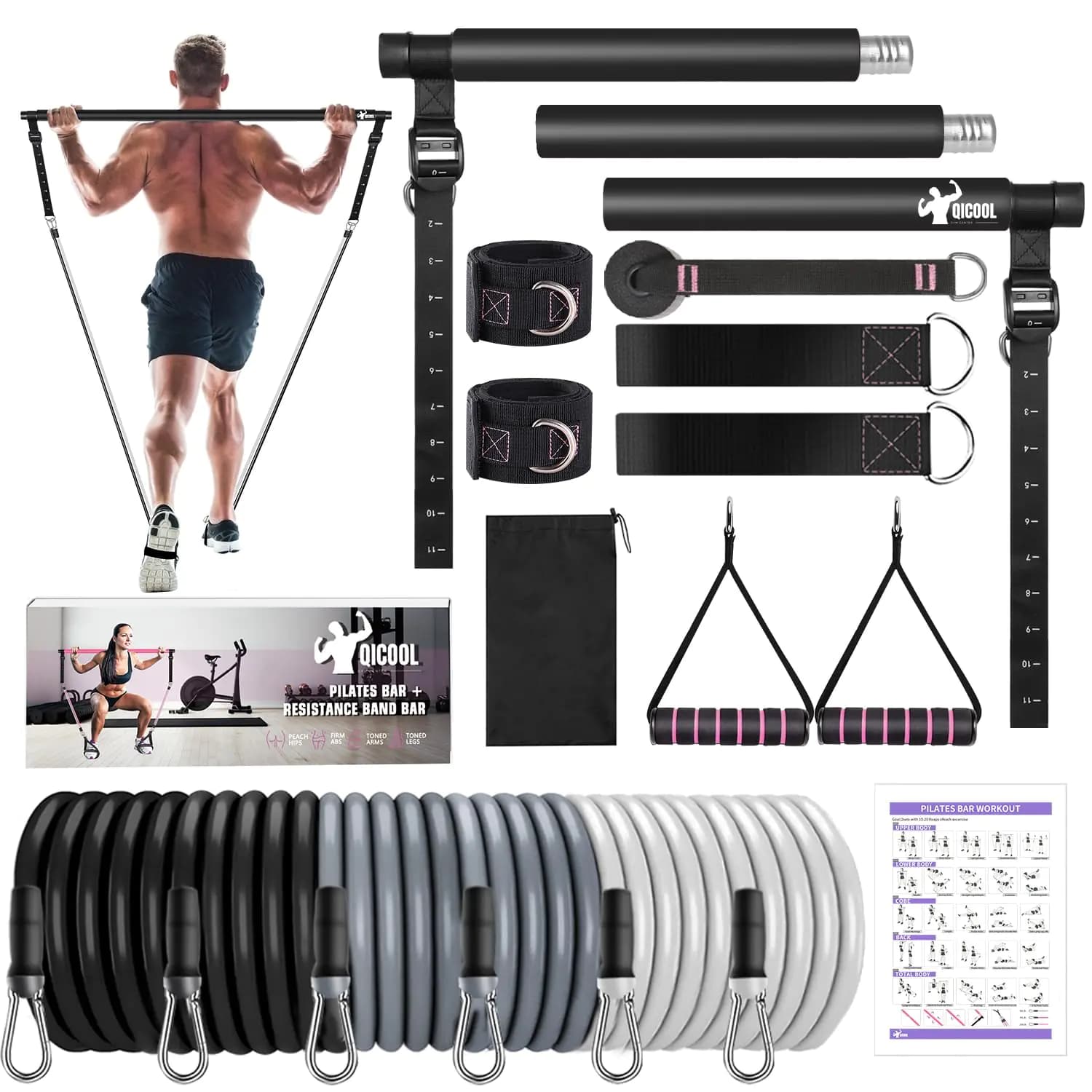 Pilates Bar Kit with Resistance Bands