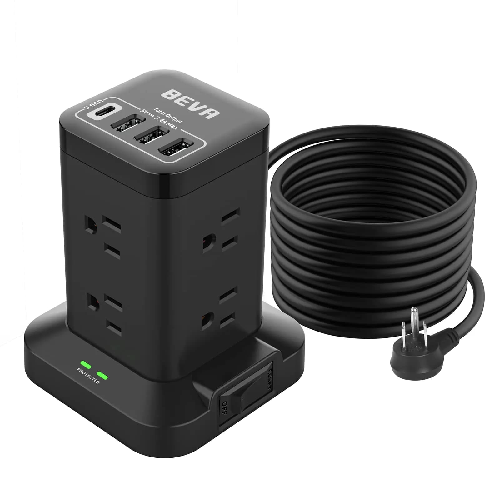 Power Strip Tower Surge Protector with USB Ports