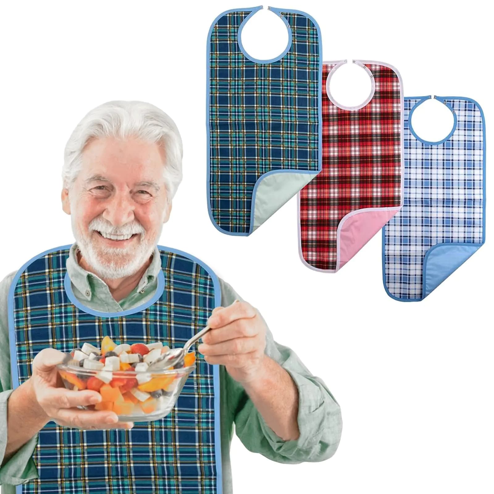 Adult Bibs 3-Pack Washable Waterproof Clothing Protector