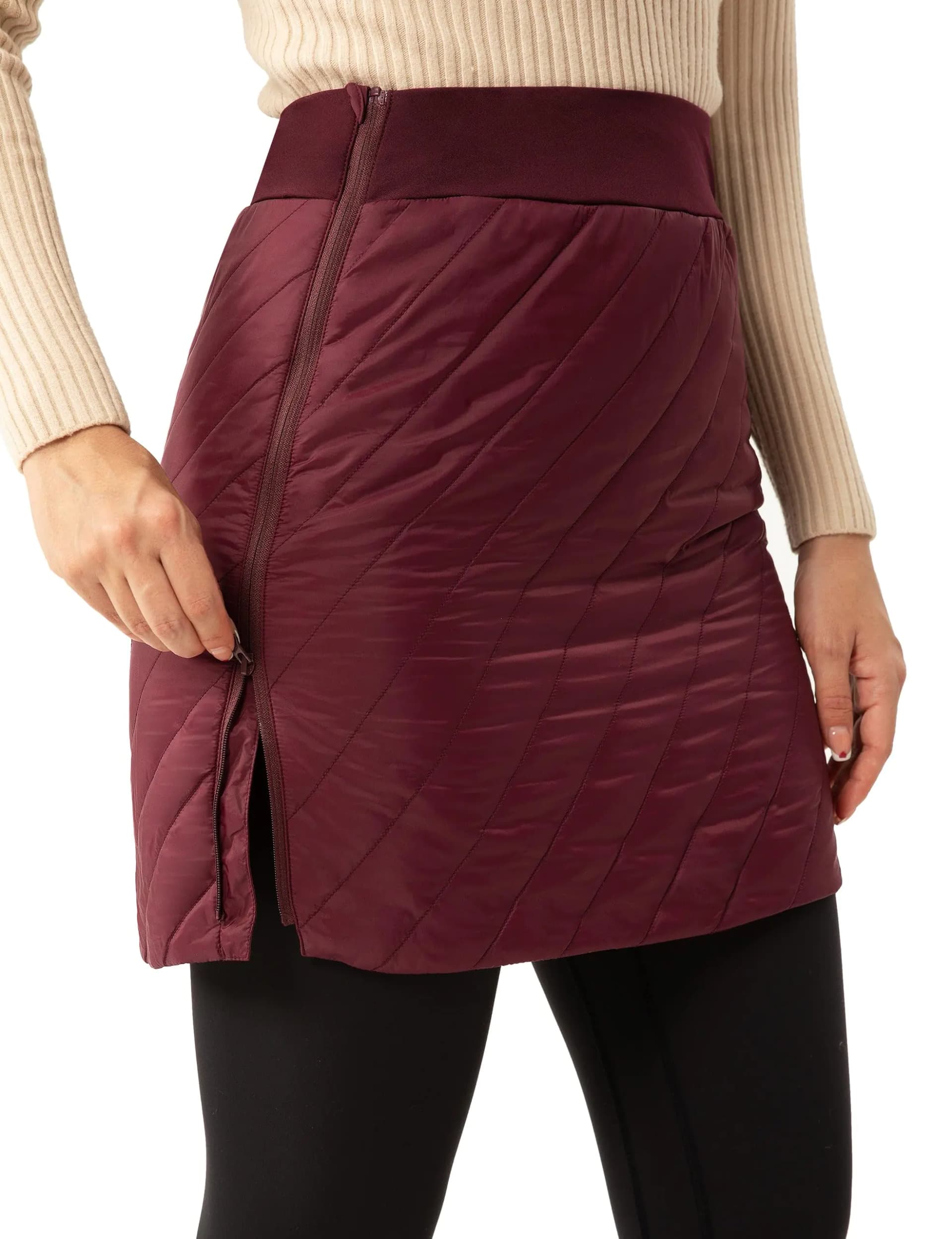 Women's Quilted Puffer Skirt Dark Red 2XL