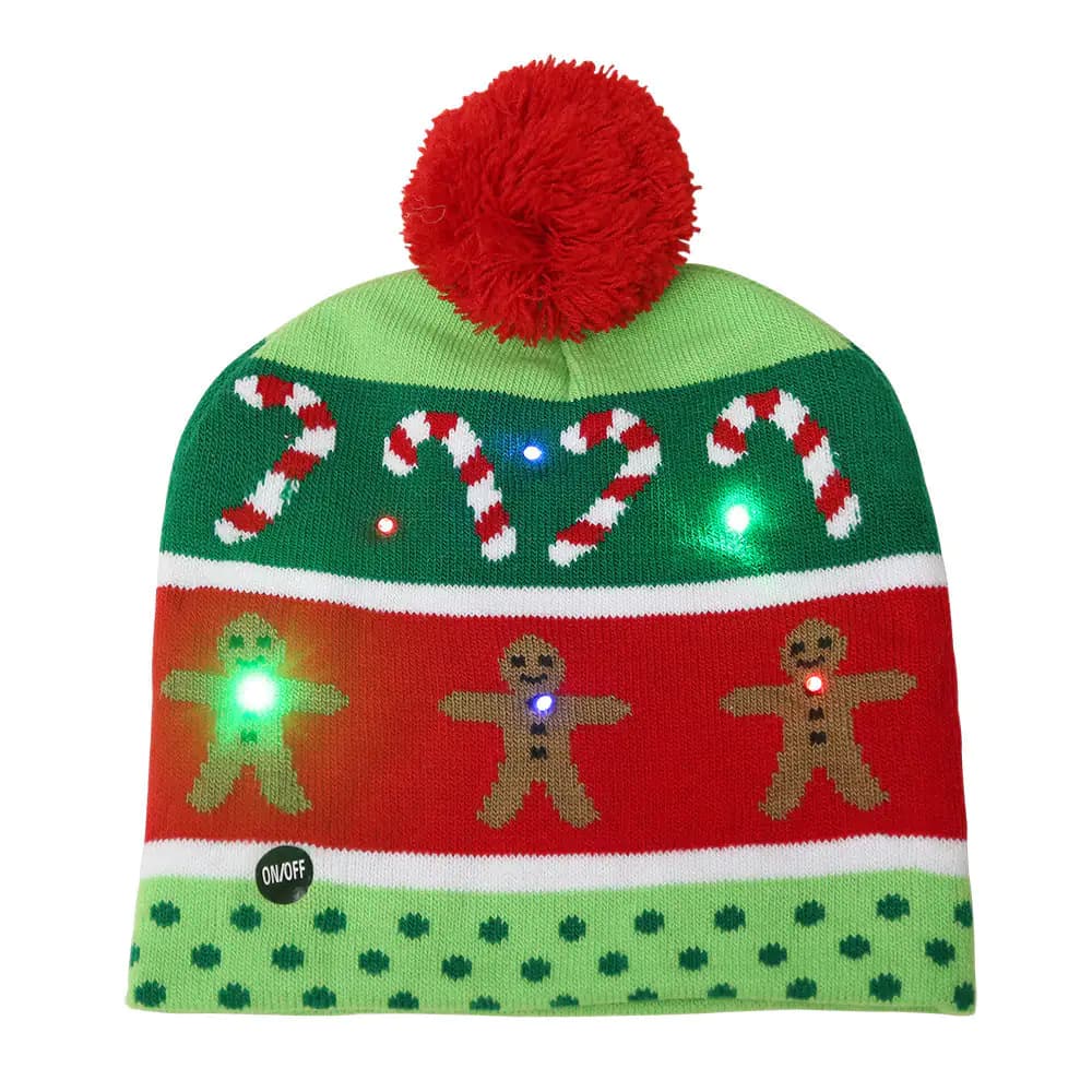 Pom Party Holiday Hats With LED Lights