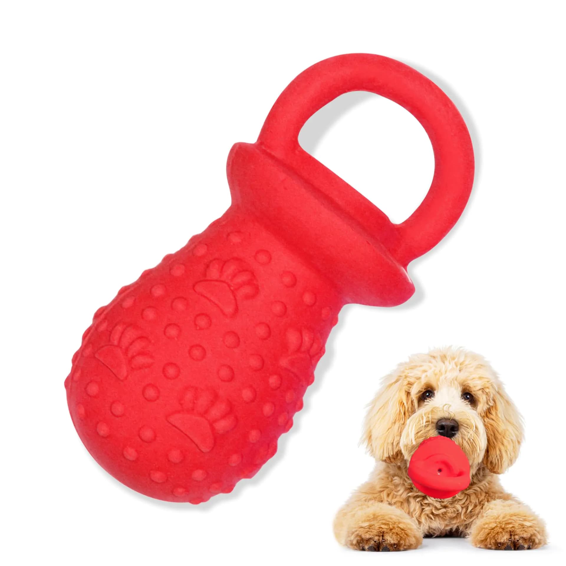 Latex Squeaky Pacifier Dog Chew Toy Red