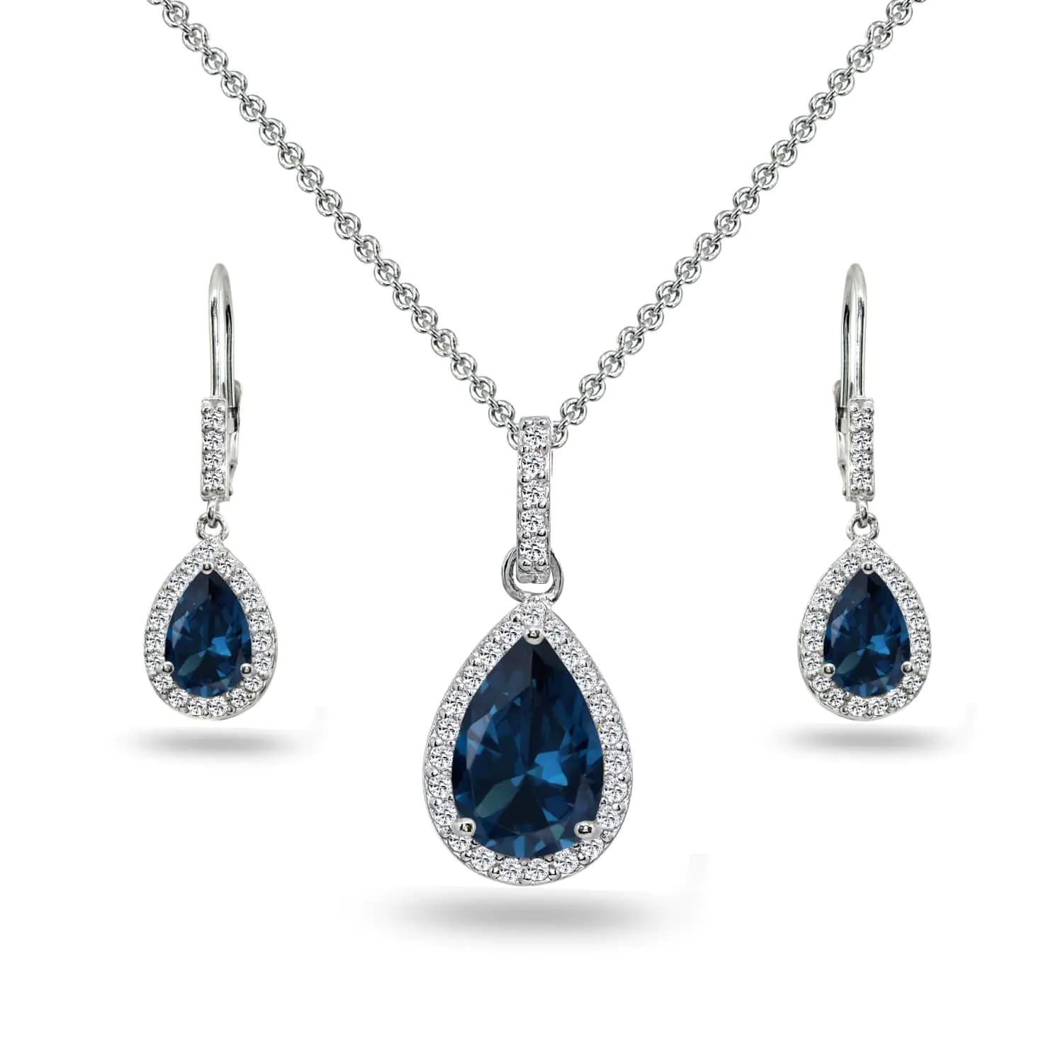 Sterling Silver London Blue Topaz Jewelry Set