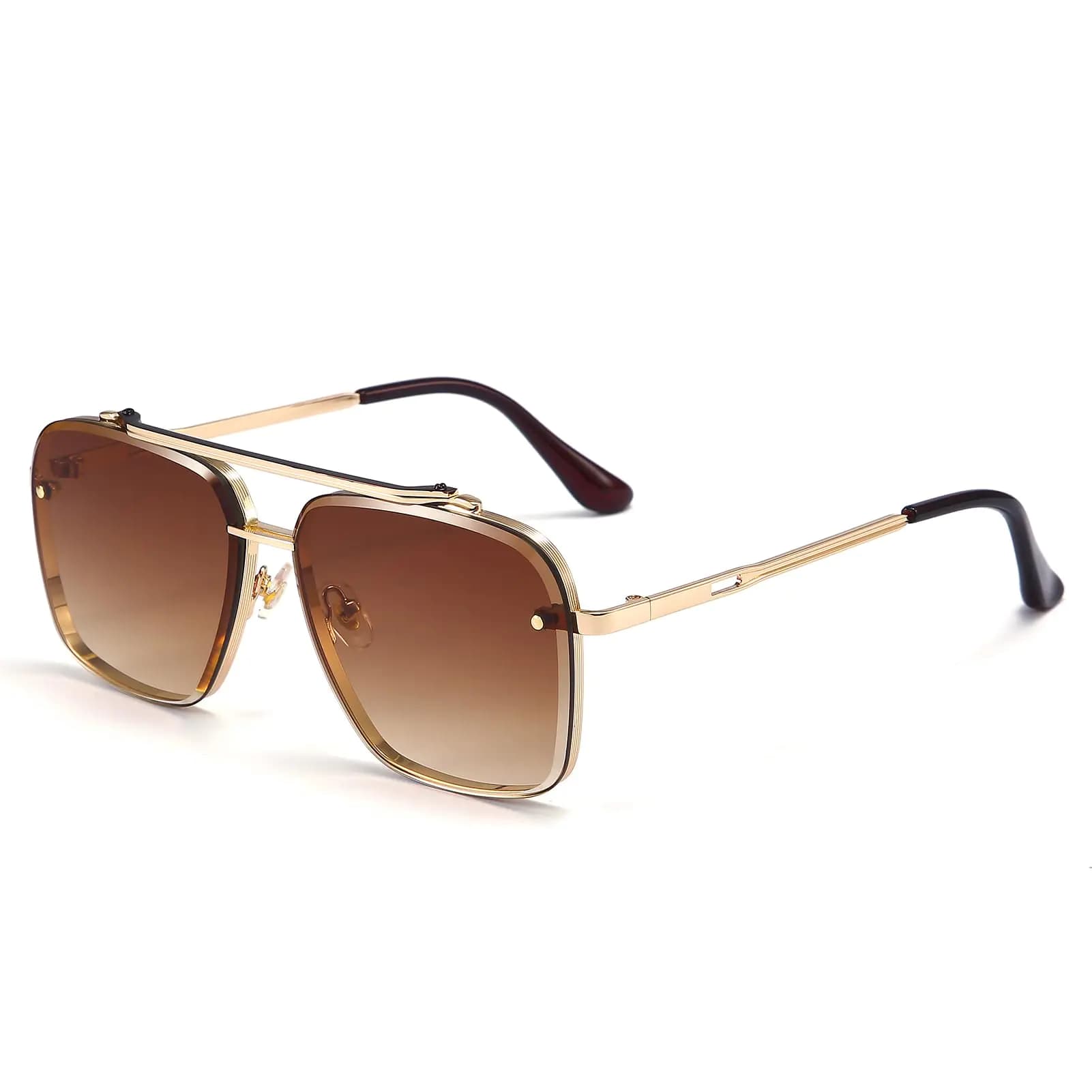 Square Aviator Sunglasses Metal Vintage UV400