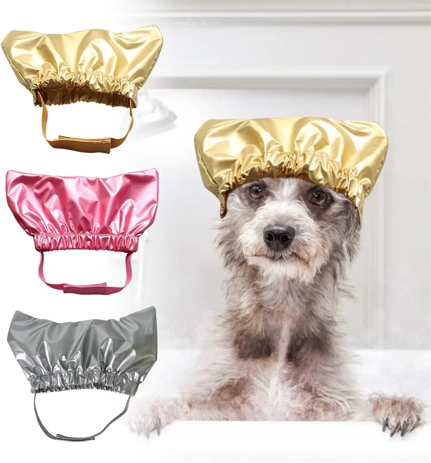 Pet Bathing Shower Cap Medium Gold