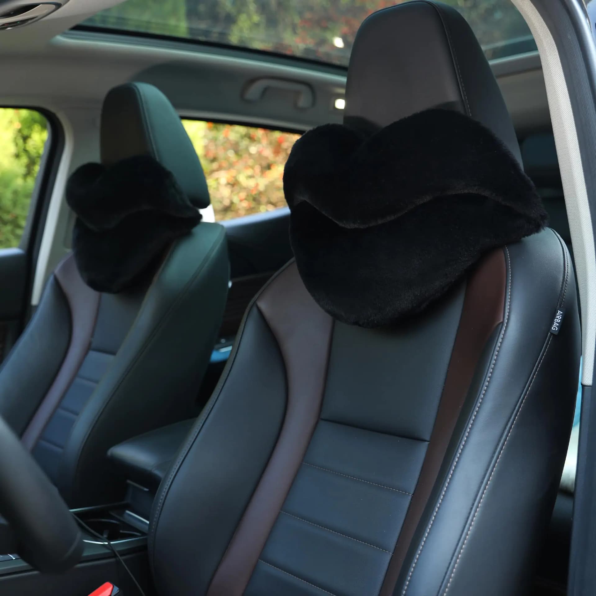 Lip Shaped Car Headrest Pillow Two Pack Black