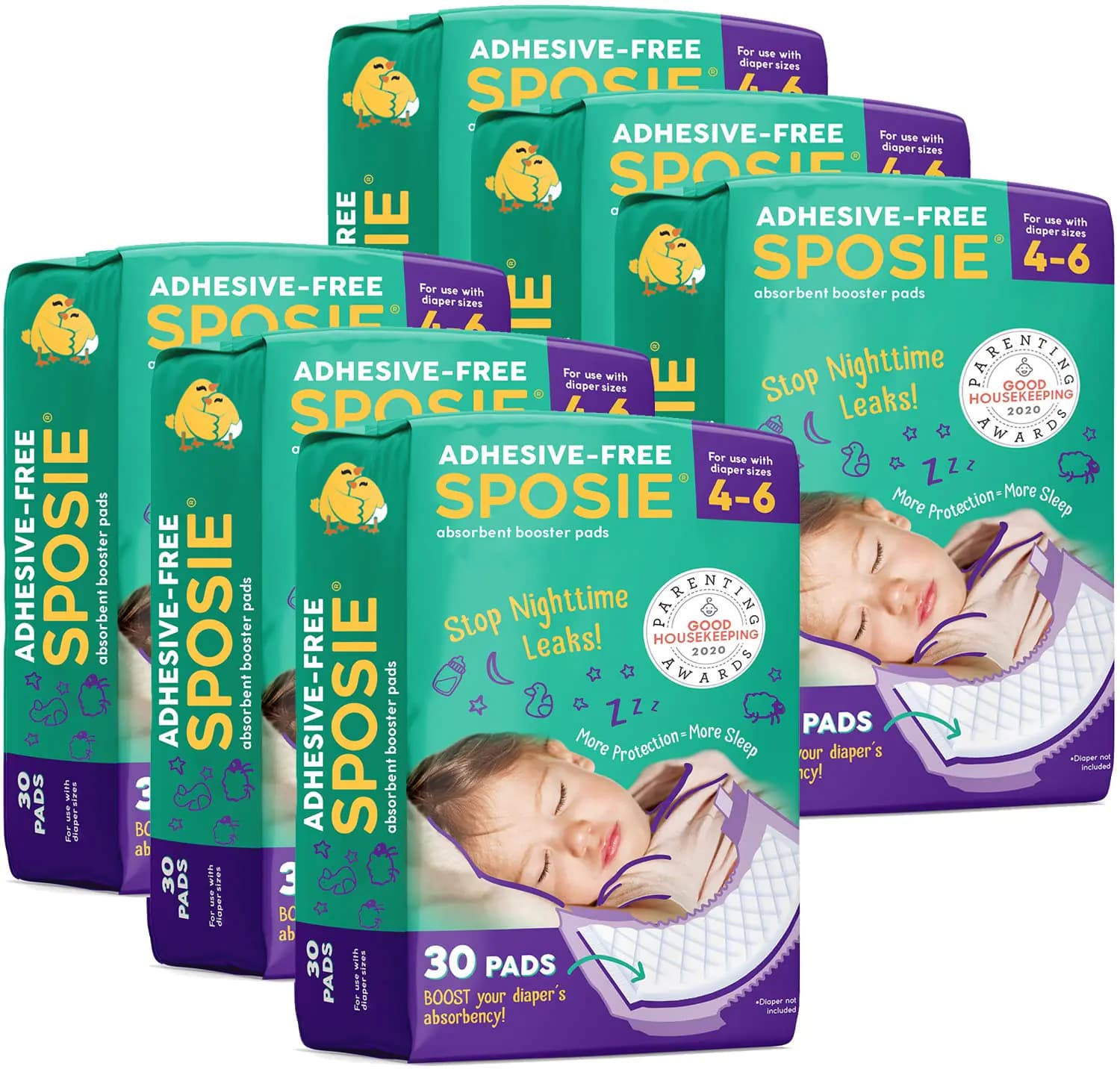 Sposie Diaper Booster Pads Size 4-6 180 Count