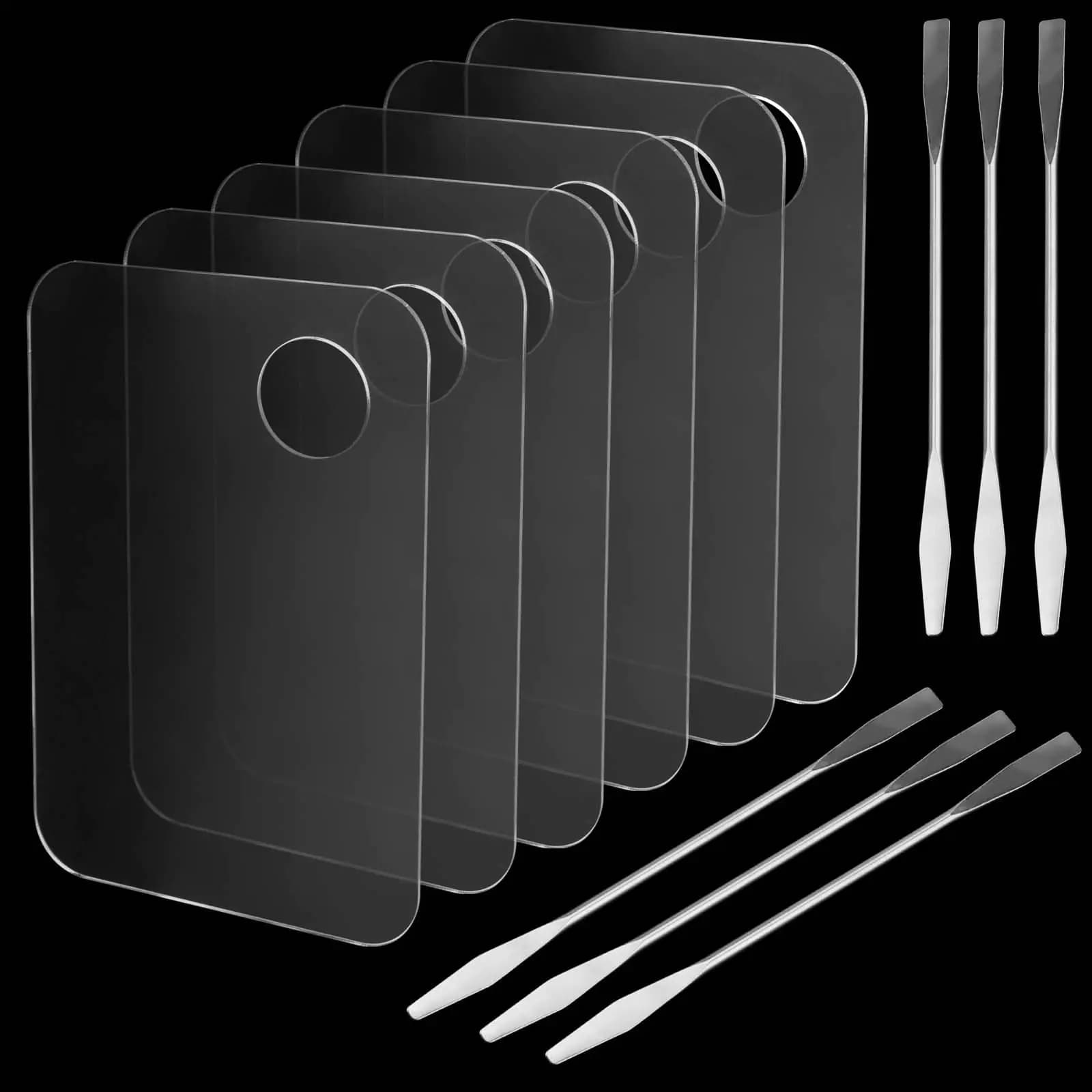 Acrylic Makeup Palette with Spatula, 6 Pieces