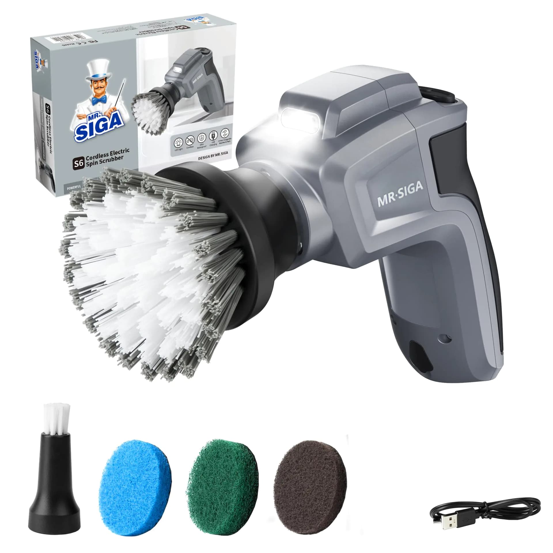 Electric Spin Scrubber With Replaceable Brushes