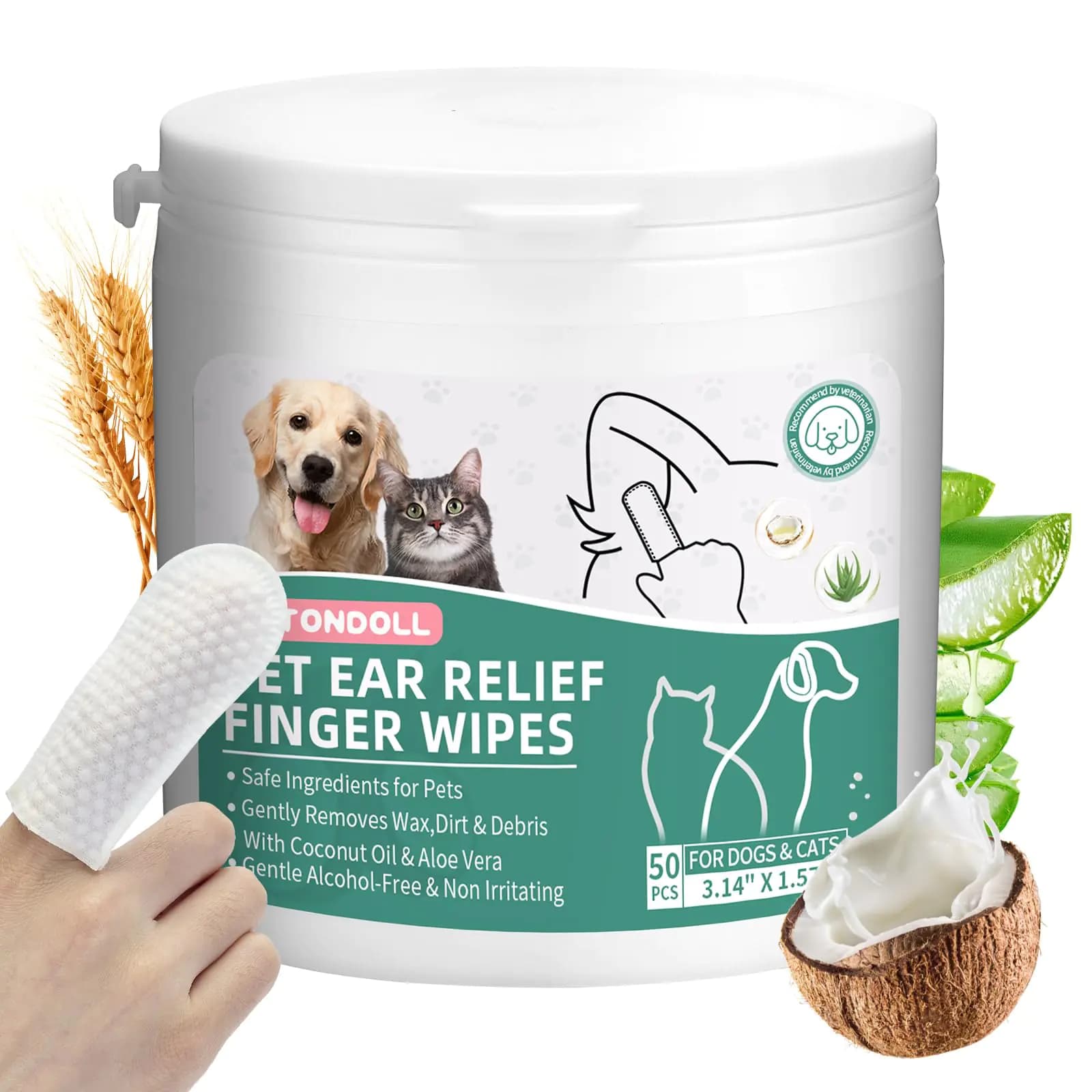 Dog and Cat Ear Cleaner Wipes, 50 Count