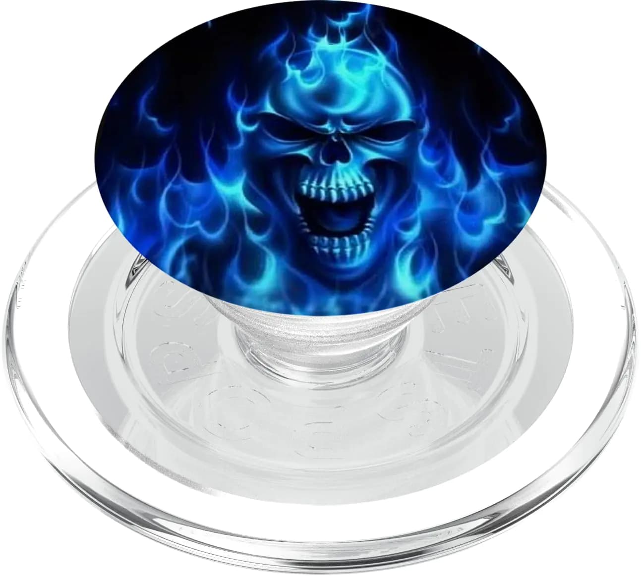 Blue Flame Skull PopSocket Phone Grip