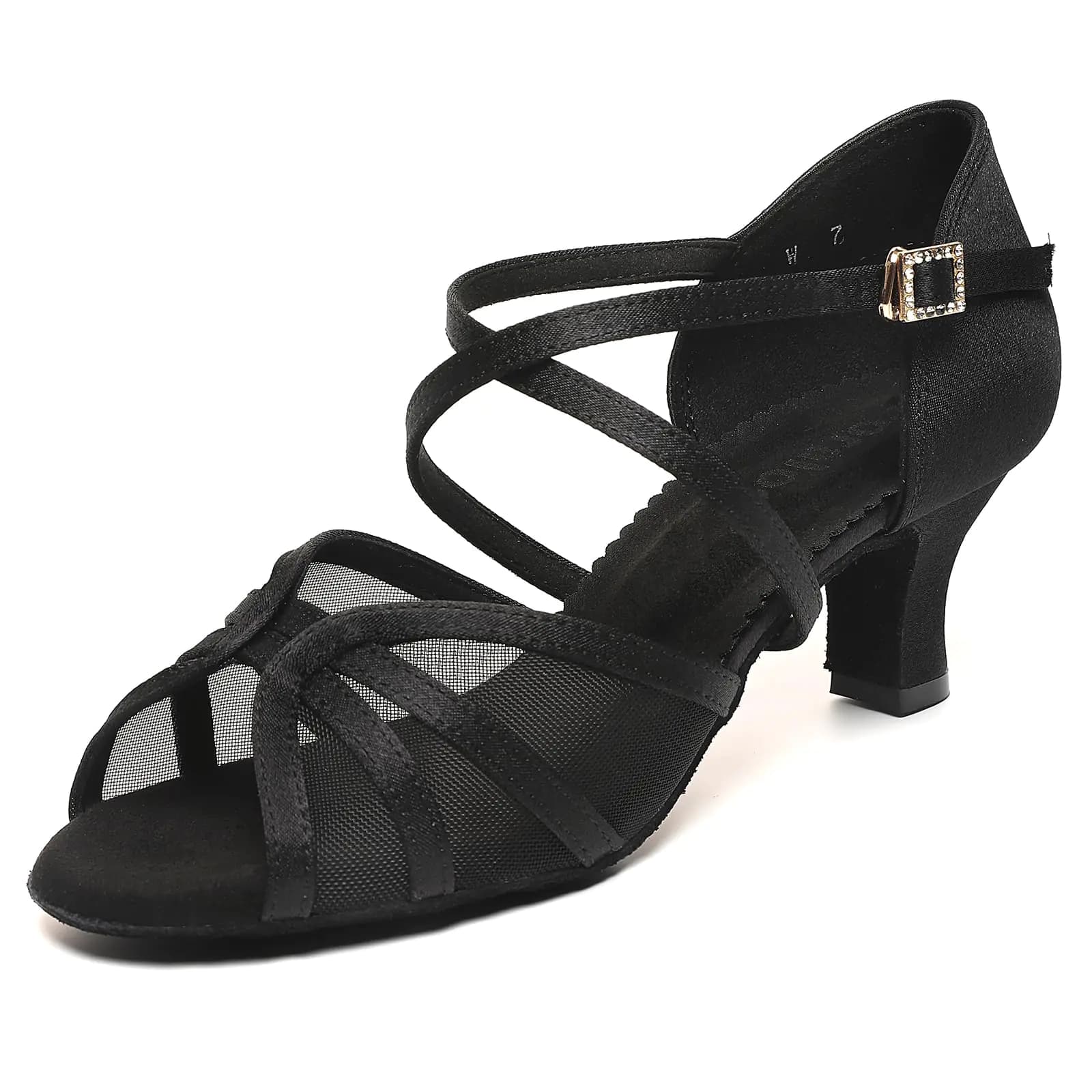 Women's Black Mesh Latin Dance Shoes Low Heels