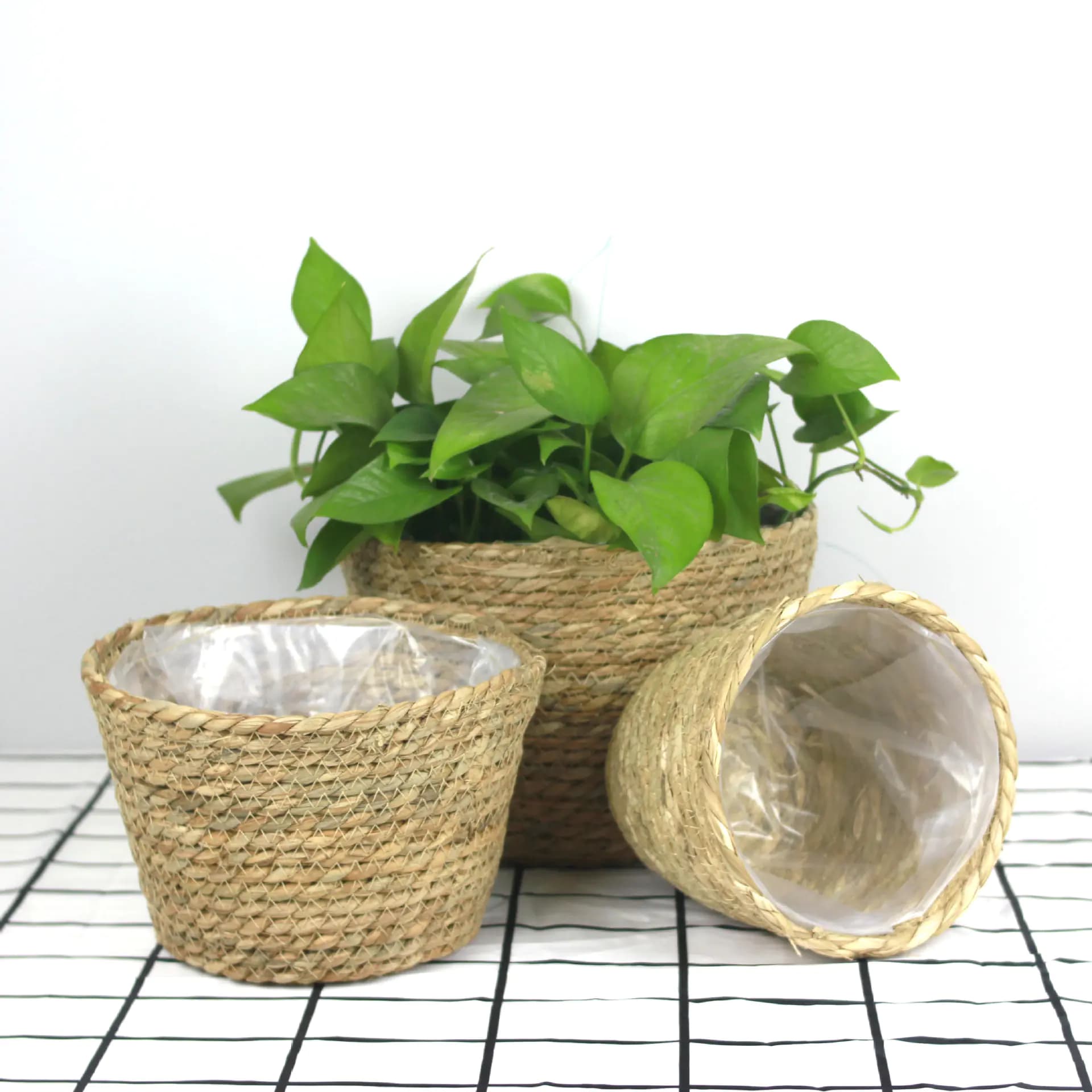 Woven Grass Planter Basket for Home Decor