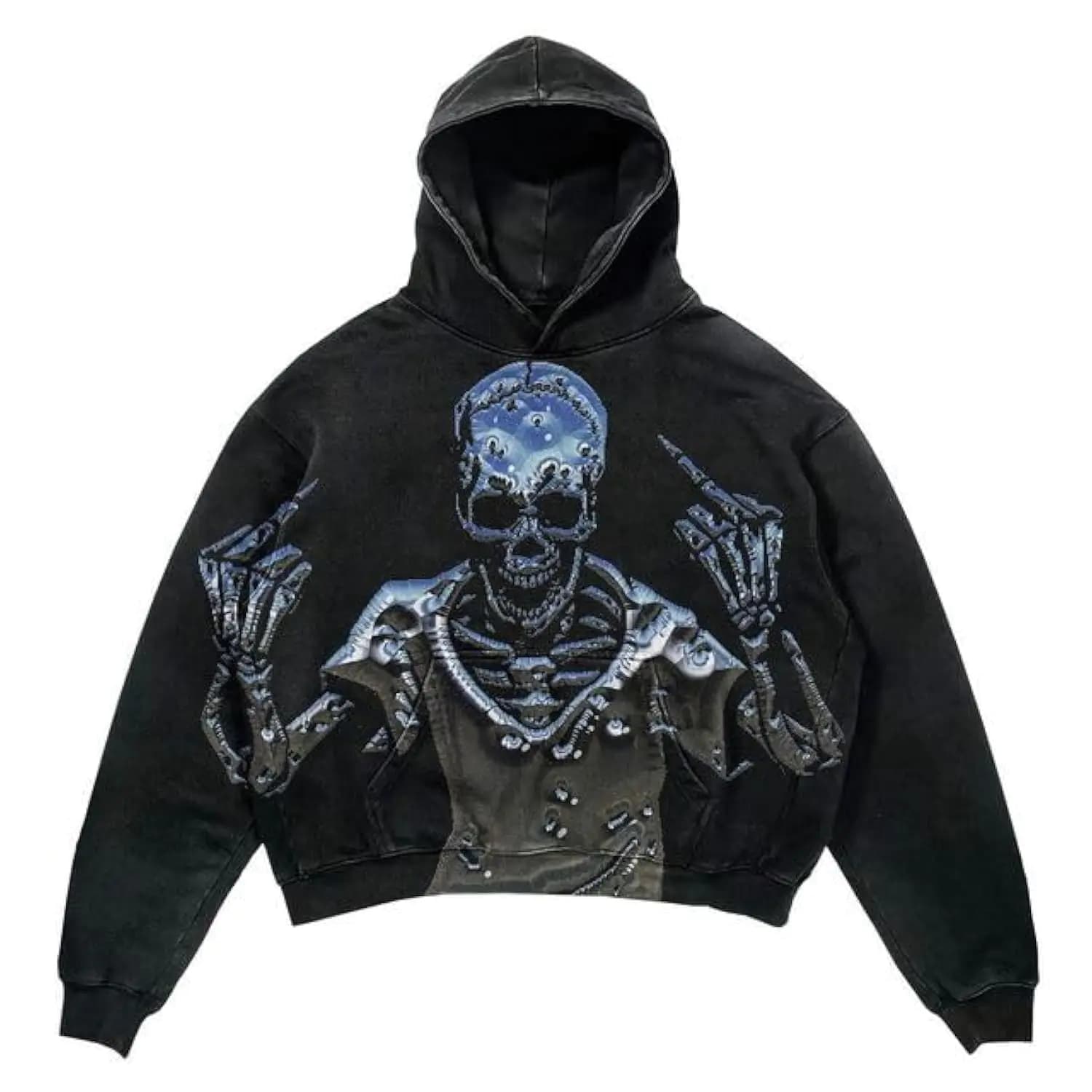 Gothic Alphabet Skull Print Hoodie