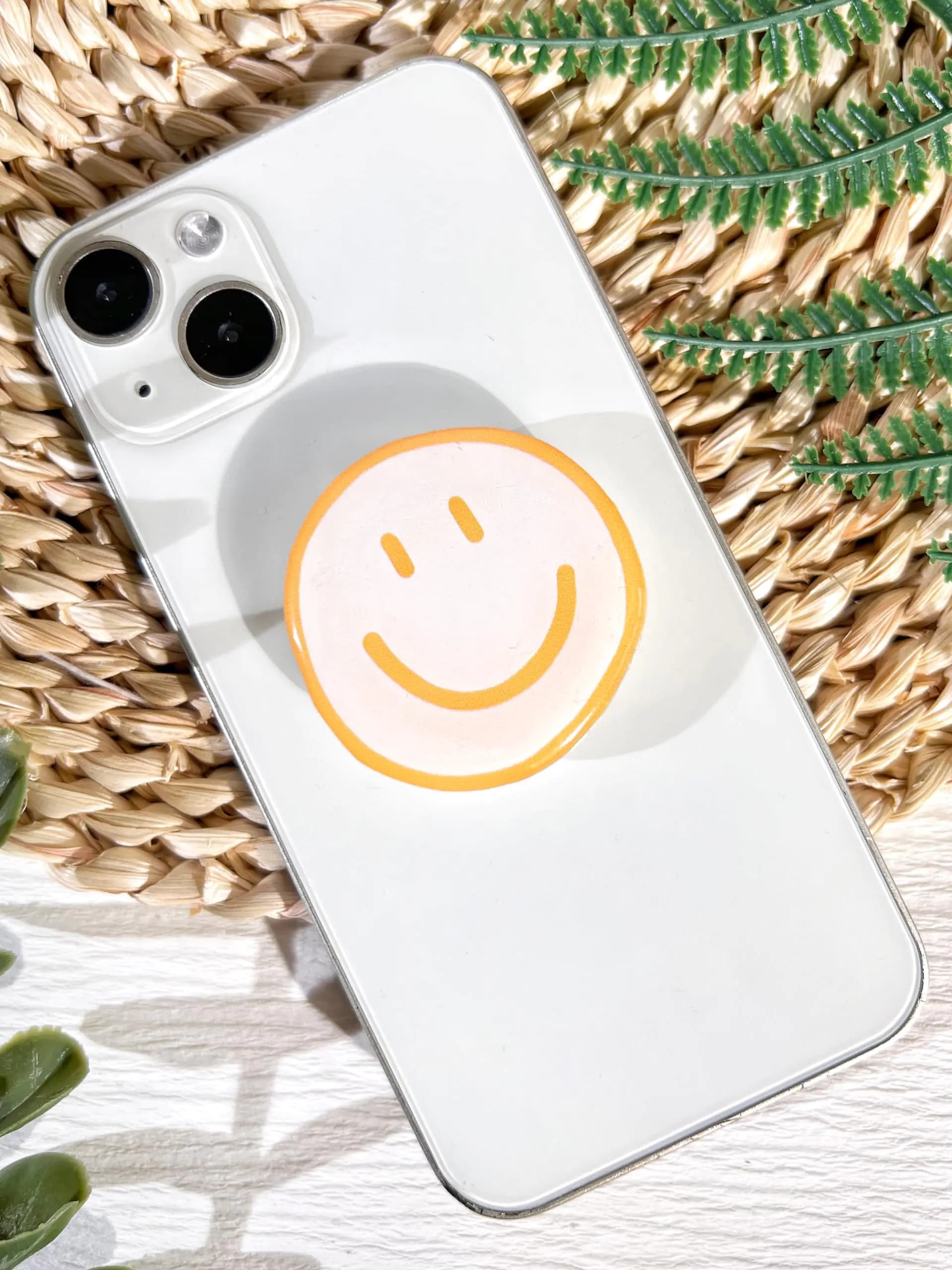 Cartoon Smile Phone Grip Holder Orange