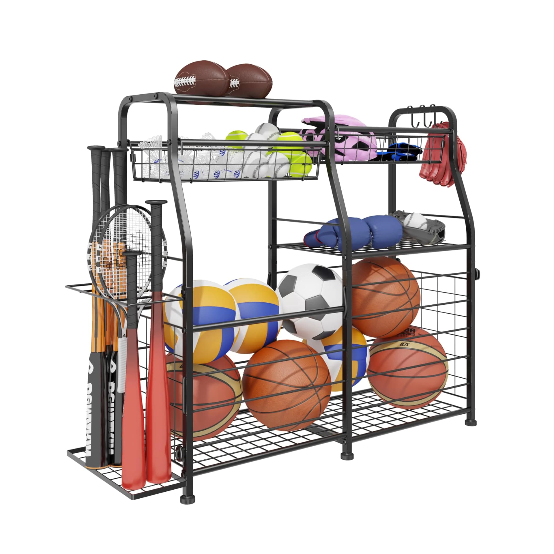 Sports Equipment Ball Storage Rack Black