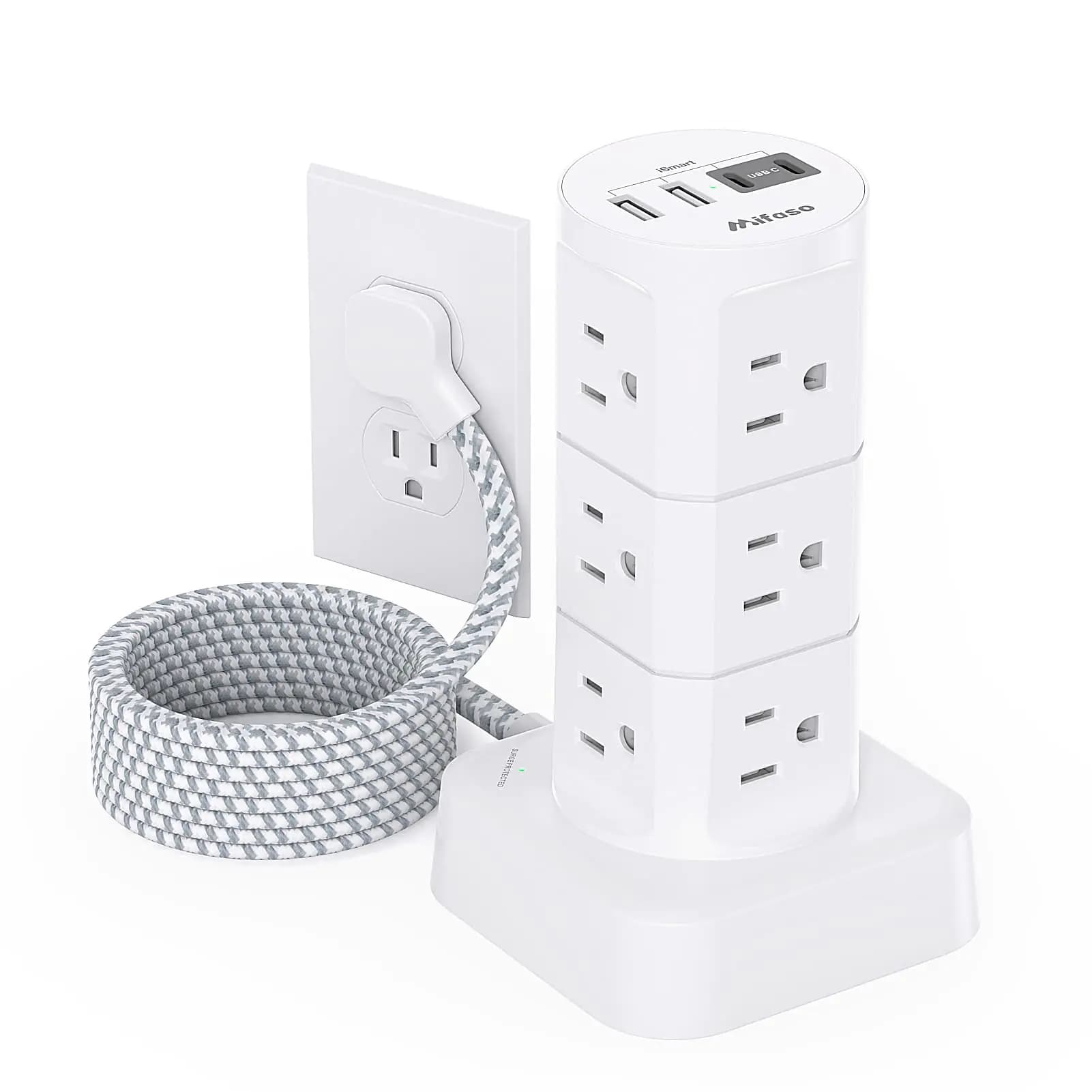 Power Strip Surge Protector Tower 12 Outlets