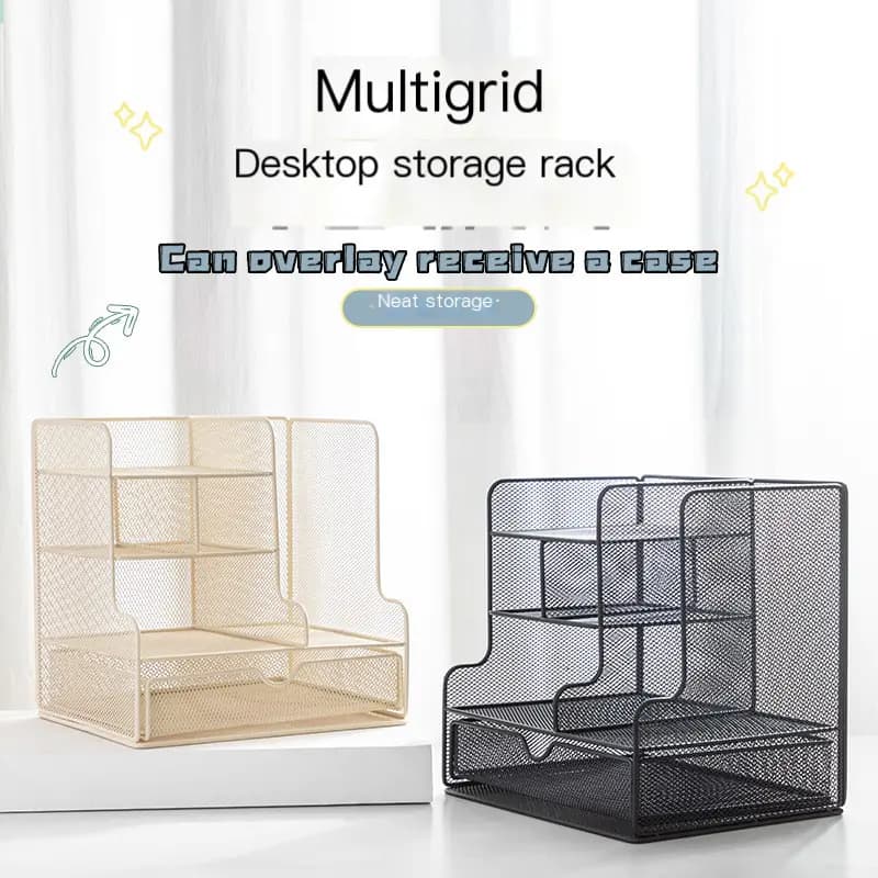 Rose Gold Desktop Organizer for Office Supplies
