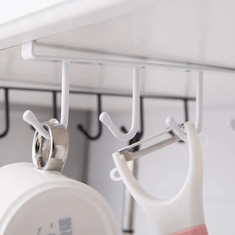 Metal Hooks Storage Shelf for Kitchen and Bathroom Organizer