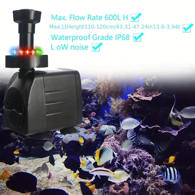 Pond Fountain Pump SM-068 with 12 LED Lights & Nozzles