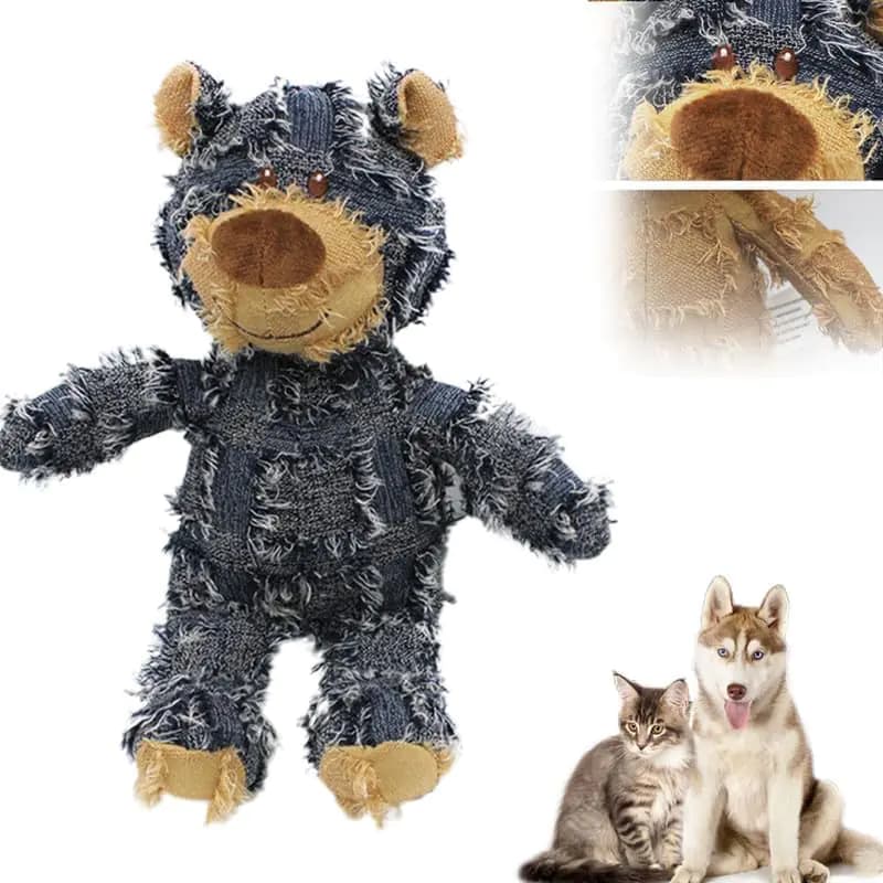Indestructible Squeaky Dog Toy Blue