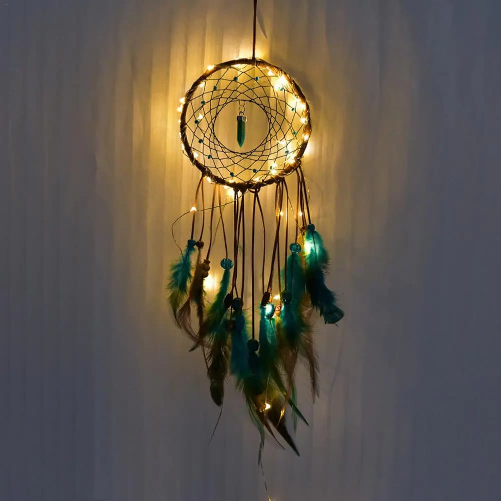 Feather Dream Catcher with LED Lights for Home Decor