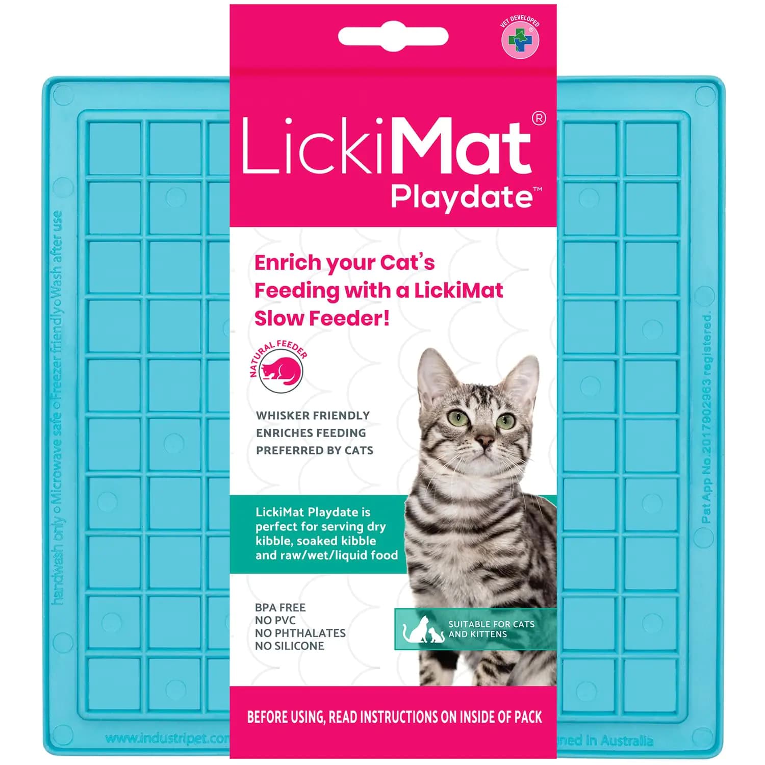 LickiMat Classic Turquoise Cat Slow Feeder Mat