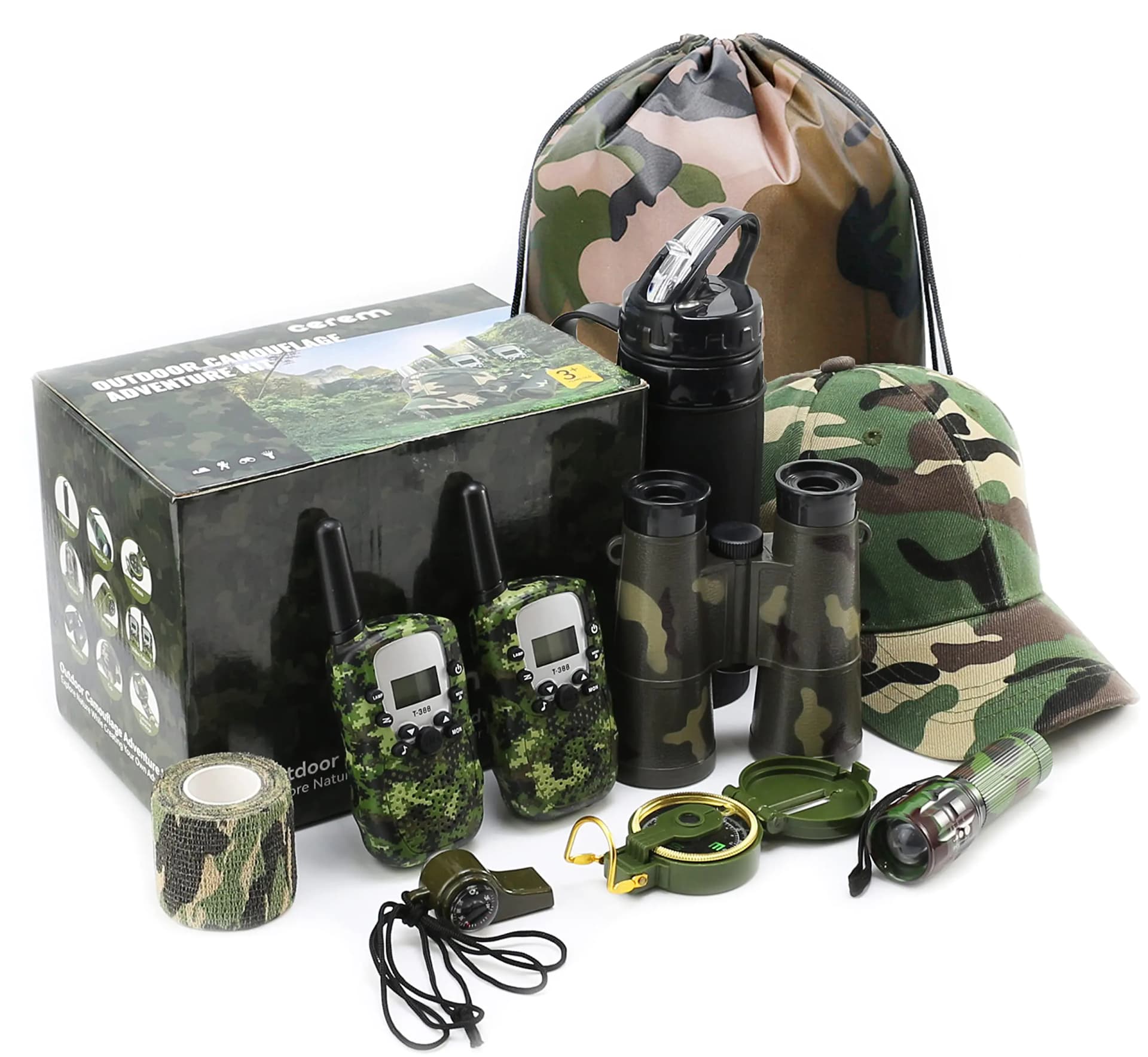 Kids Camouflage Camping Gear Set with Walkie-Talkies