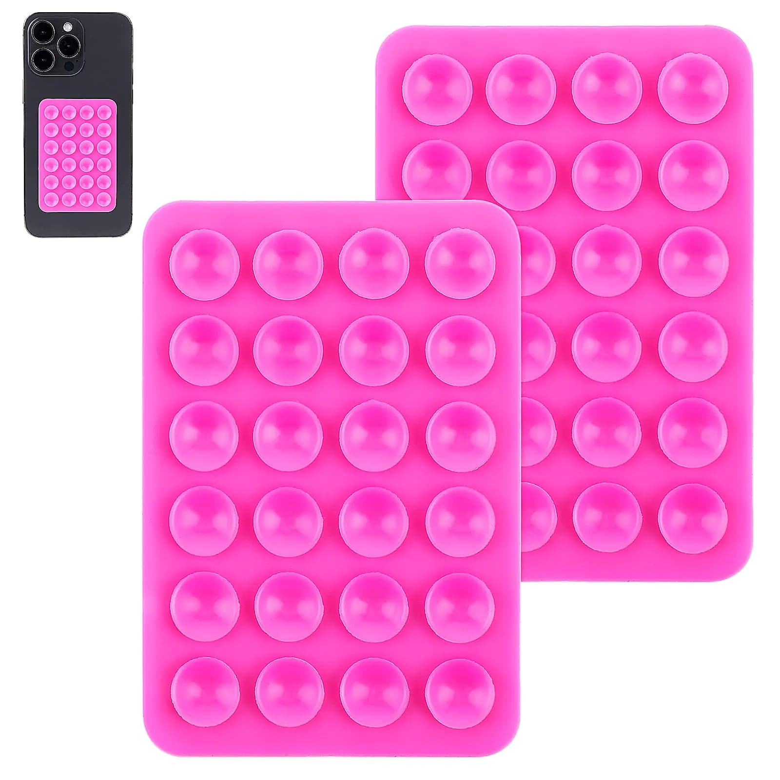 Gjinxi 2PCS Silicone Suction Phone Case Mount Silicon Adhesive Phone Stand Sticky Hands-Free Strong Grip Phone Accessories Holder Non Slip Suction Cup Phone Mount for Selfies Videos (Pink)