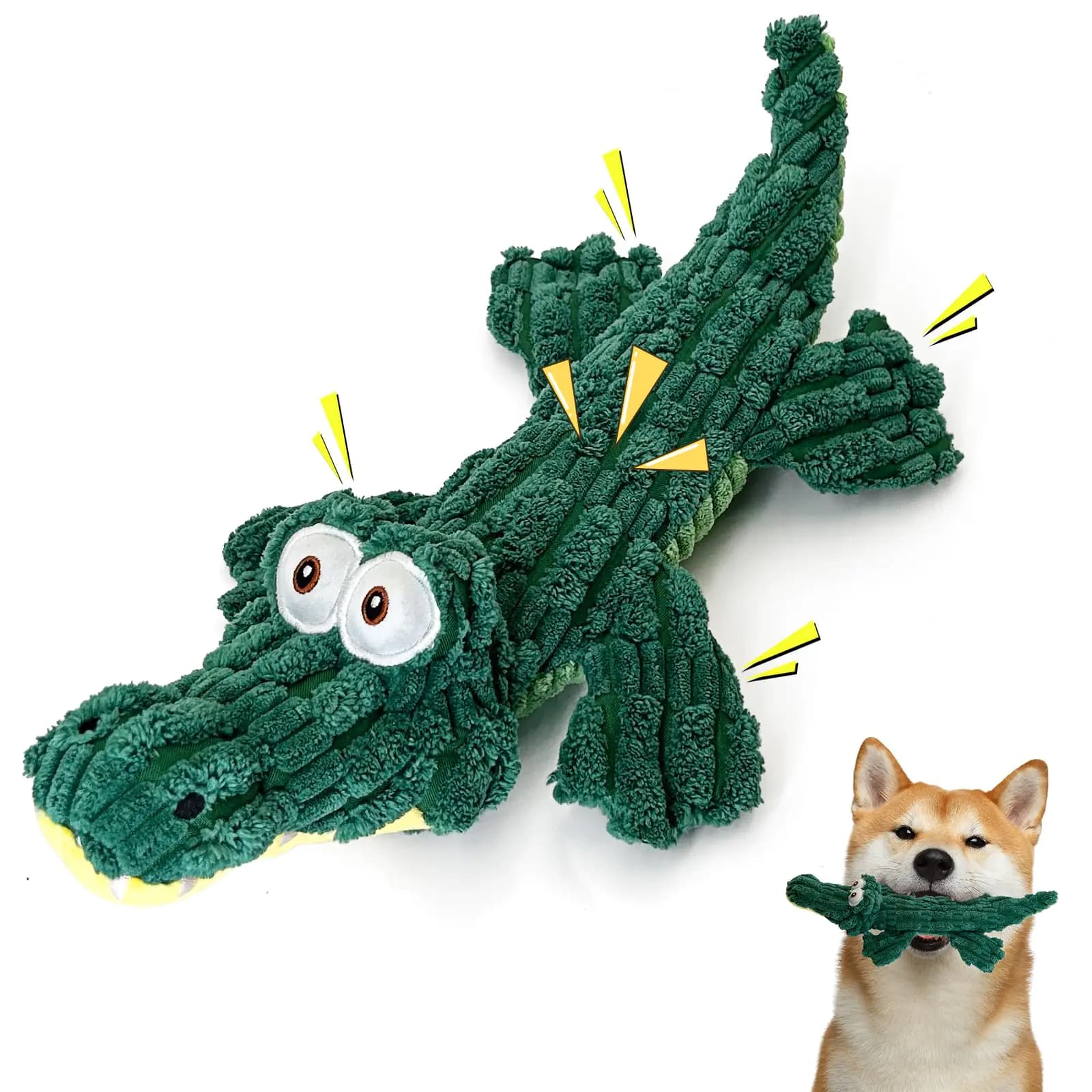 Plush Crocodile Dog Toy with Crinkle Paper