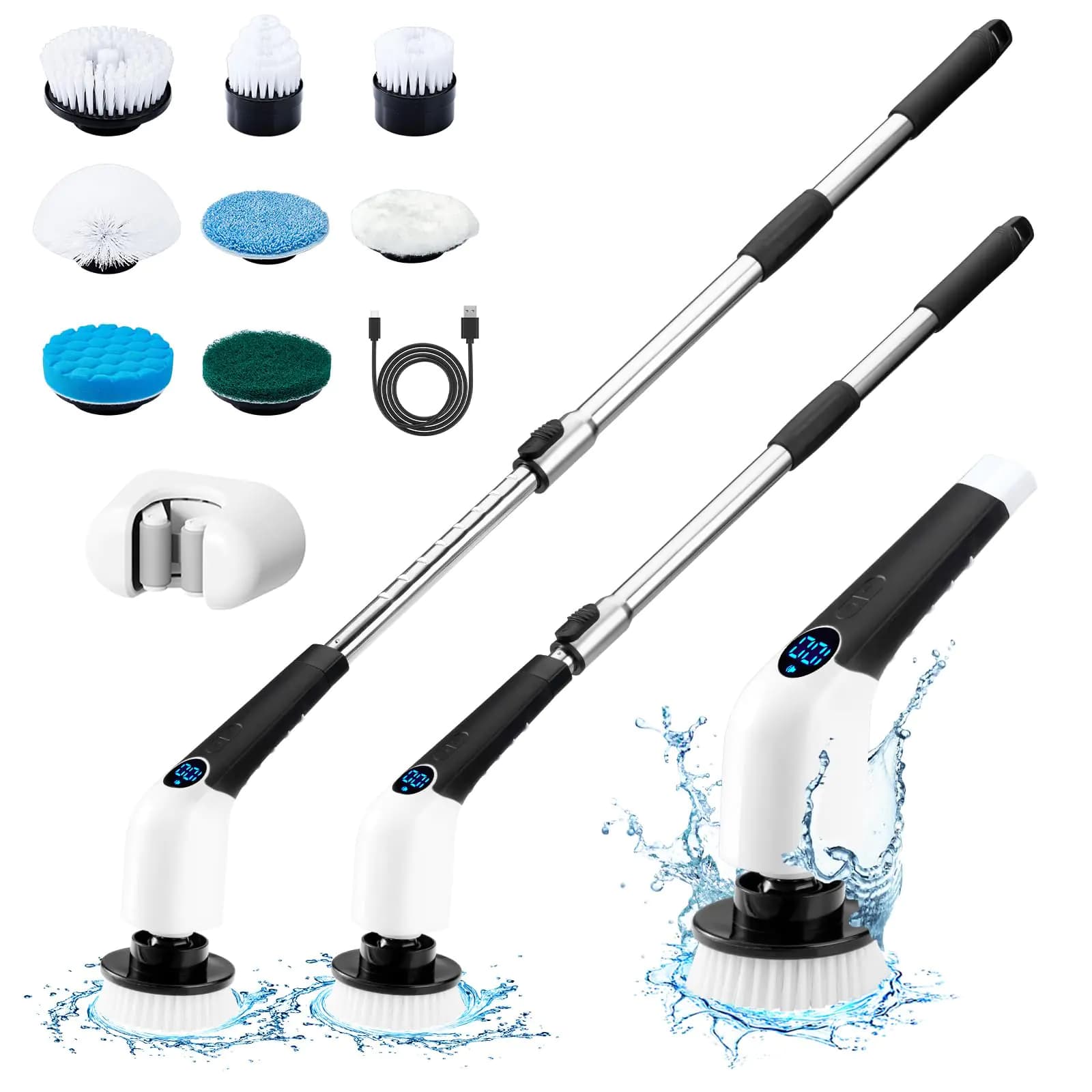 Cordless Electric Spin Scrubber With Eight Brush Heads