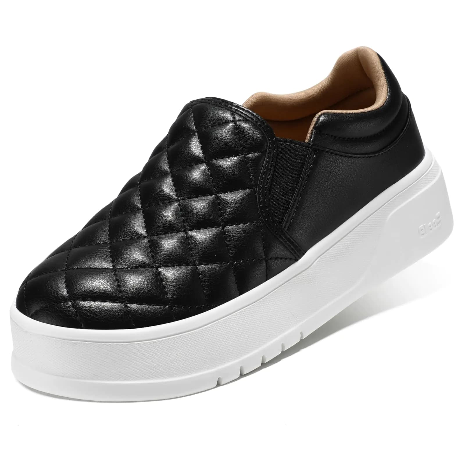 STQ Platform Sneakers for Women Casual Slip On Sneakers Lightweight Womens Loafers Black White Size 8
