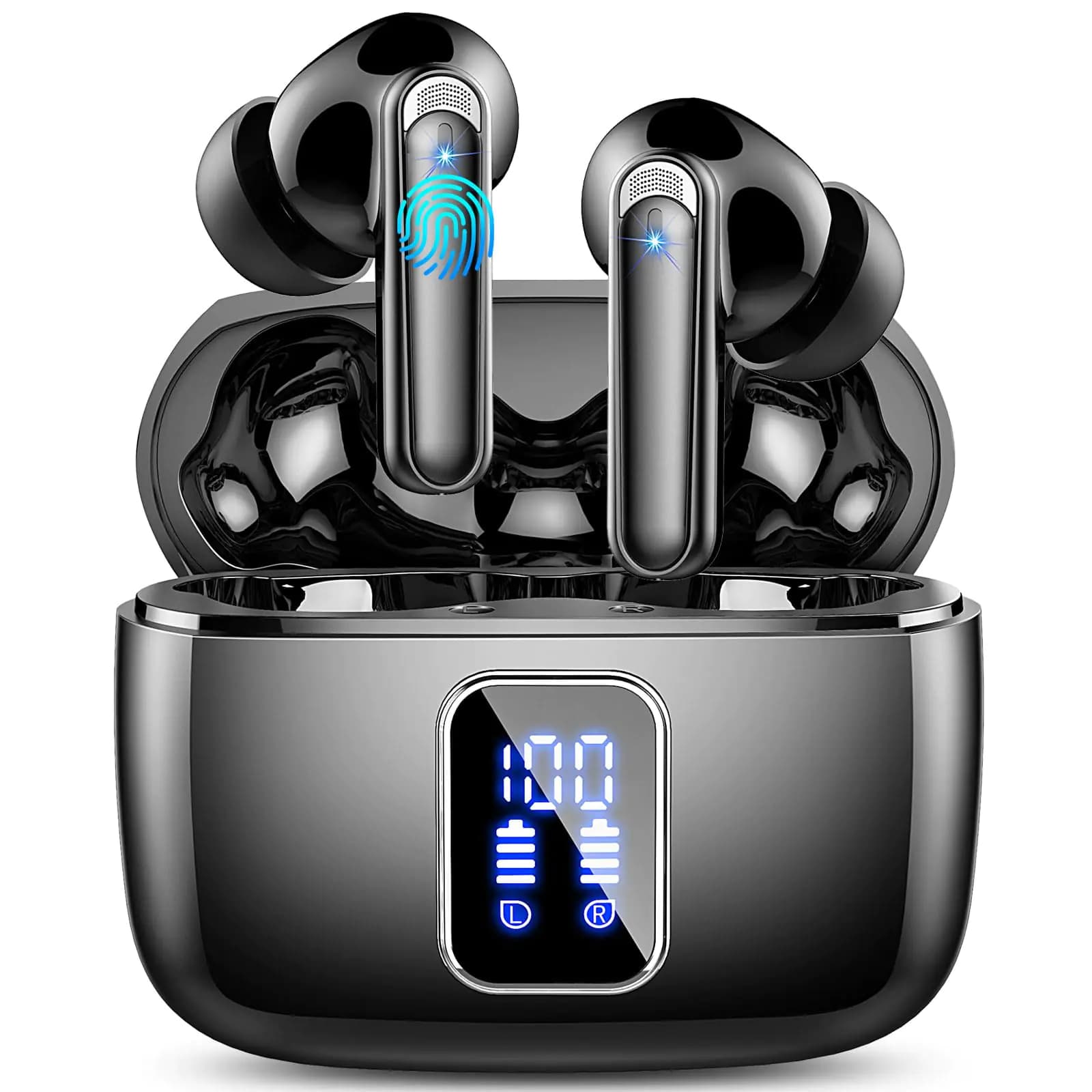 Wireless Bluetooth Earbuds Noise Cancelling Jet Black