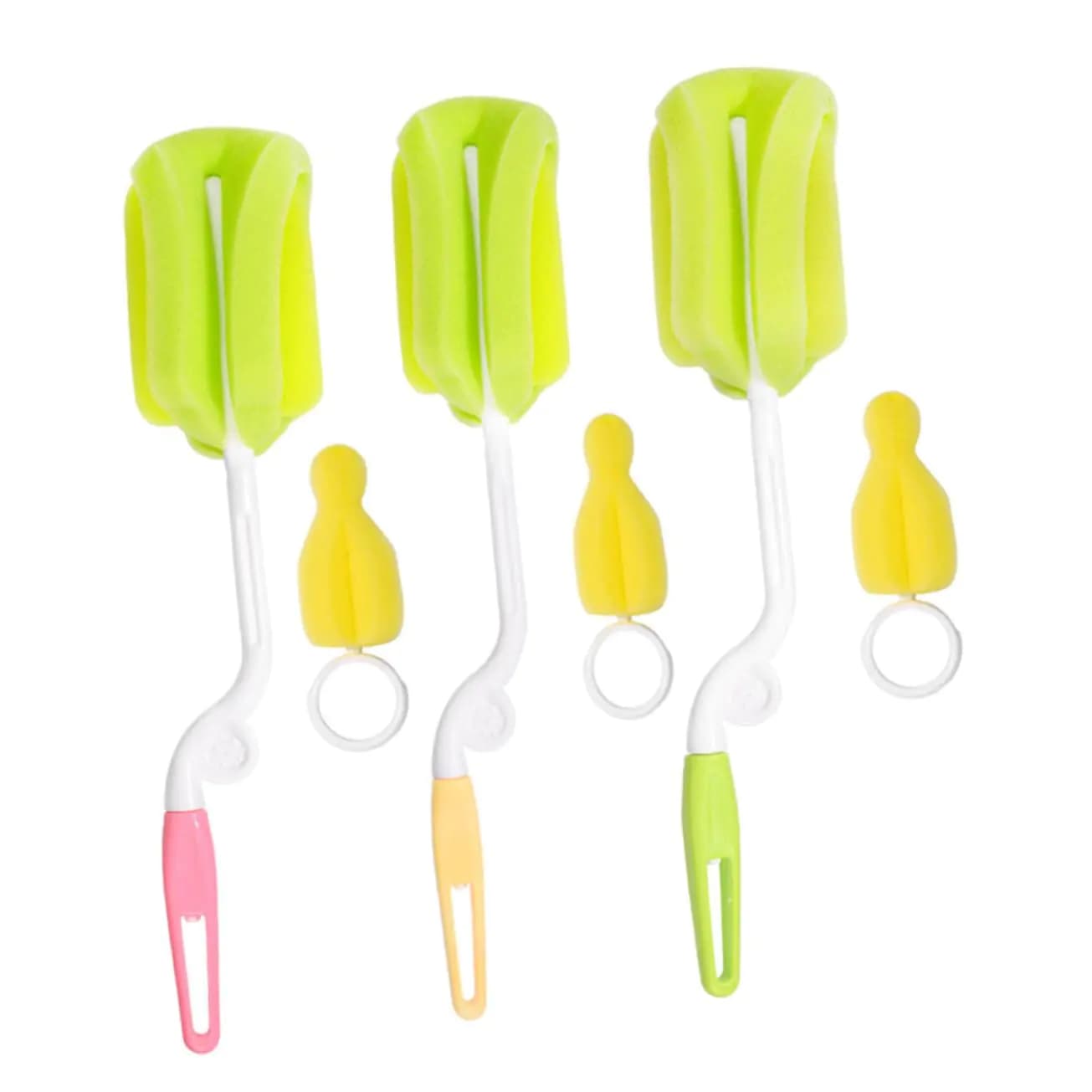 Bottle Cleaning Brush Set With Sponge Heads