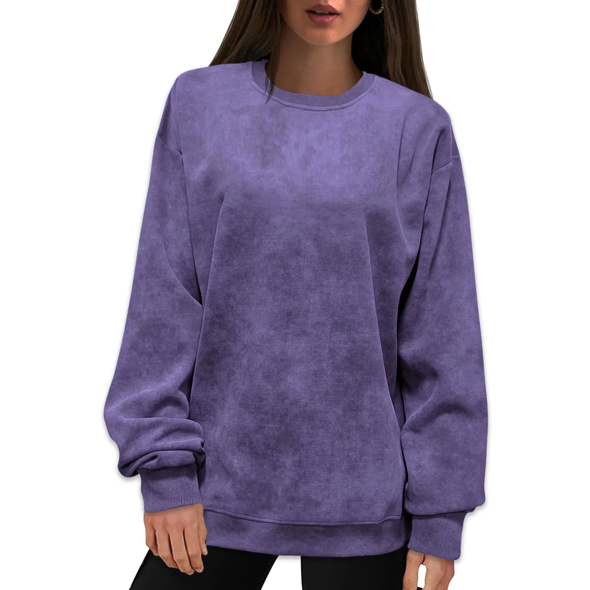 Oversized Crewneck Sweatshirt Women Purple