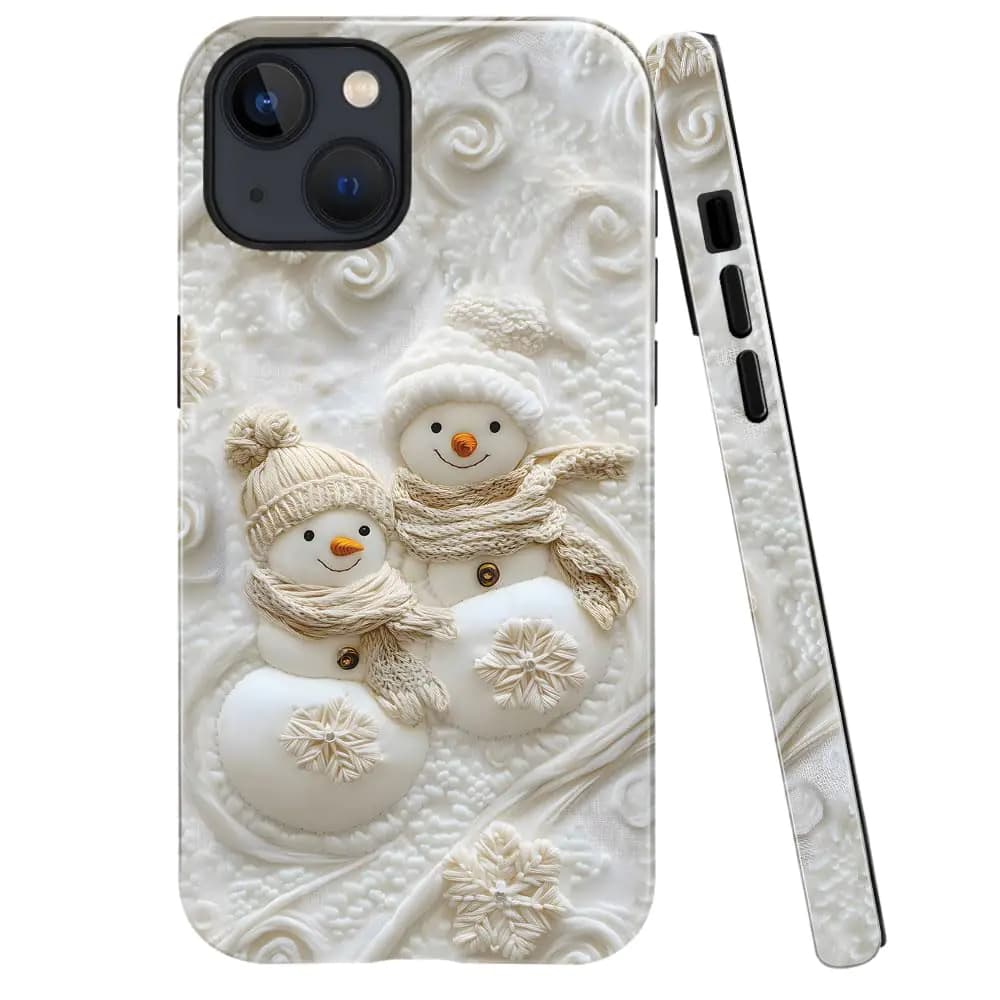 Compatible with for iPhone 15Christmas Snowman Phone Case Anti-Scratch Cover Glossy Phone Case for iPhone 15