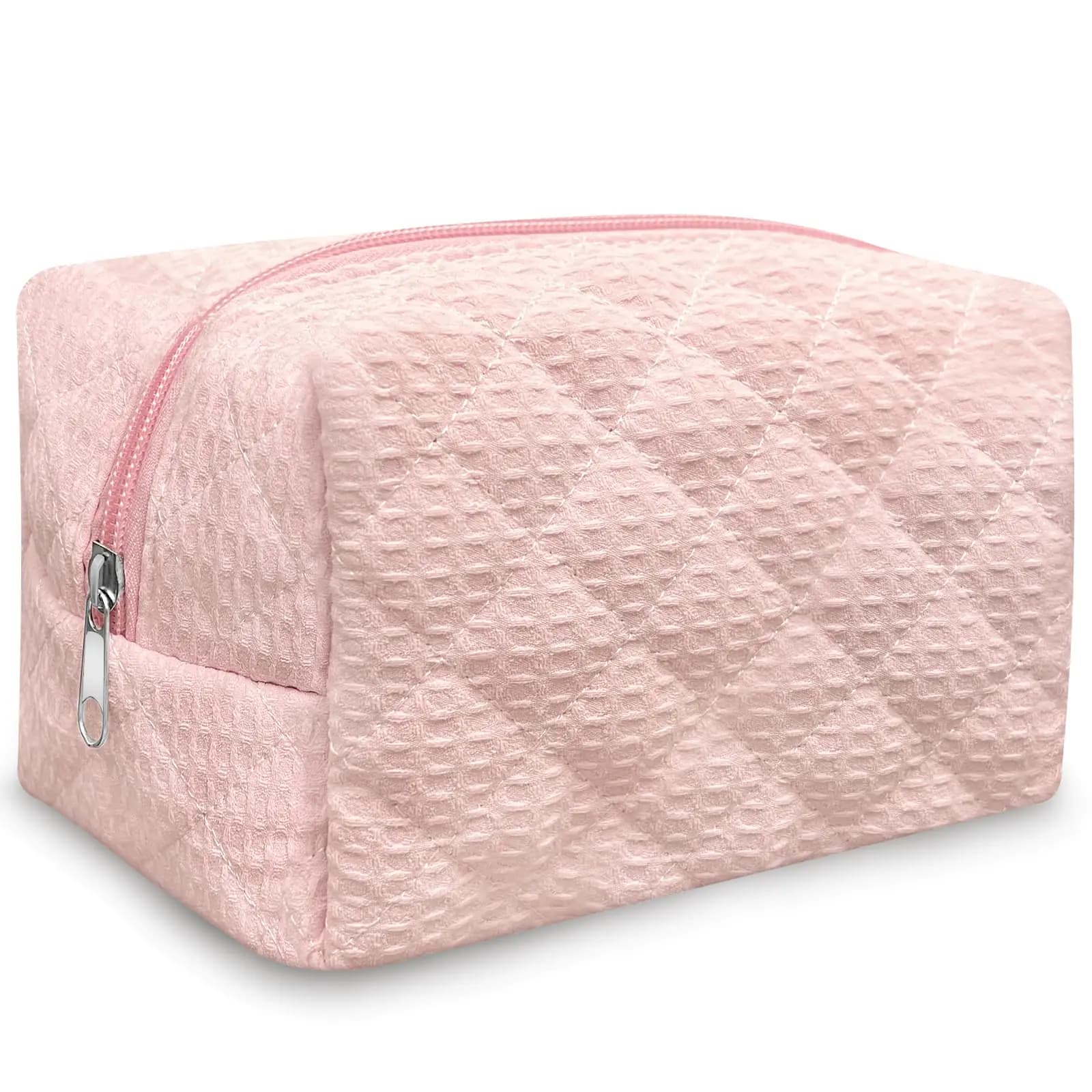 Pink Quilted Cosmetic Travel Bag For Women