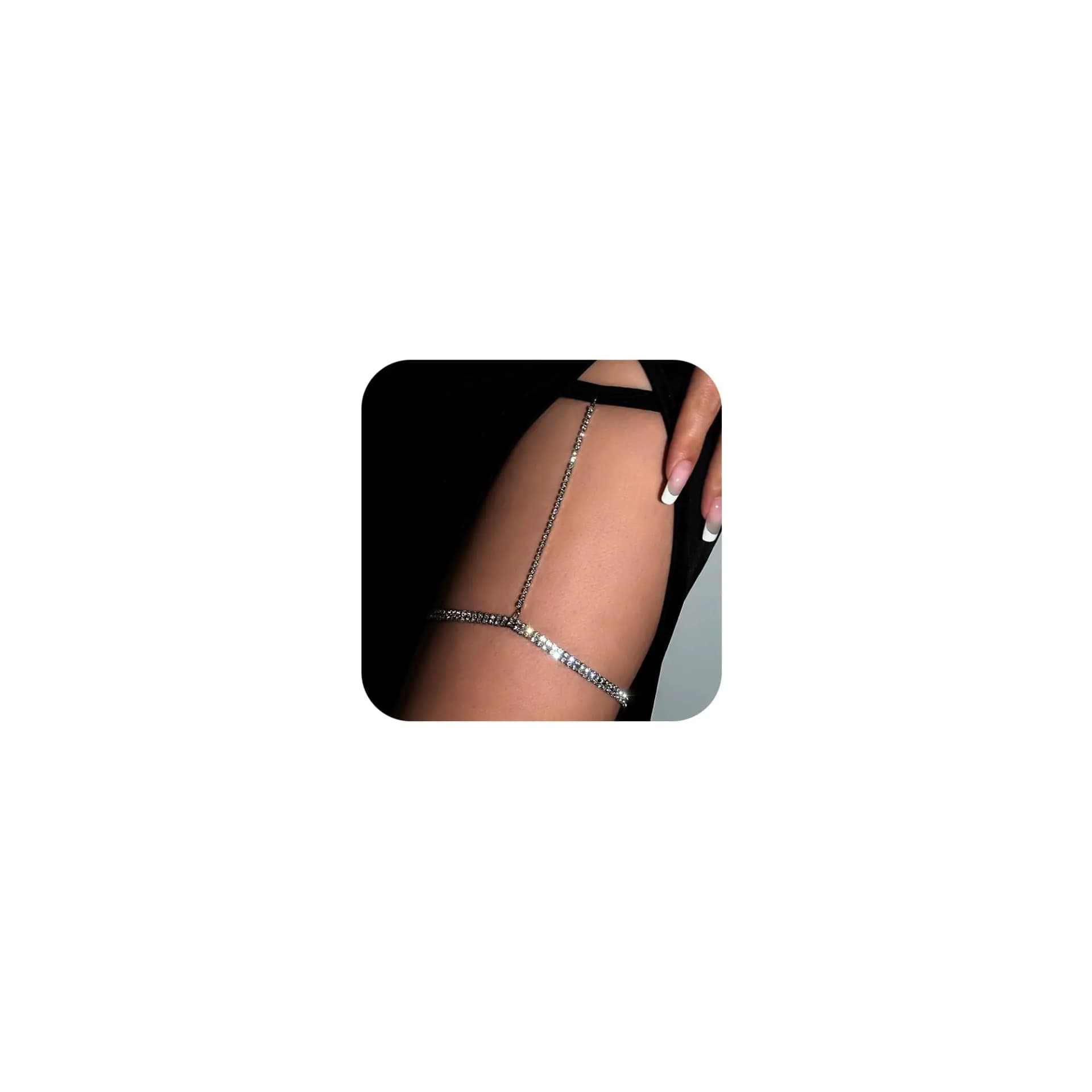 Silver Rhinestone Thigh Chain for Women