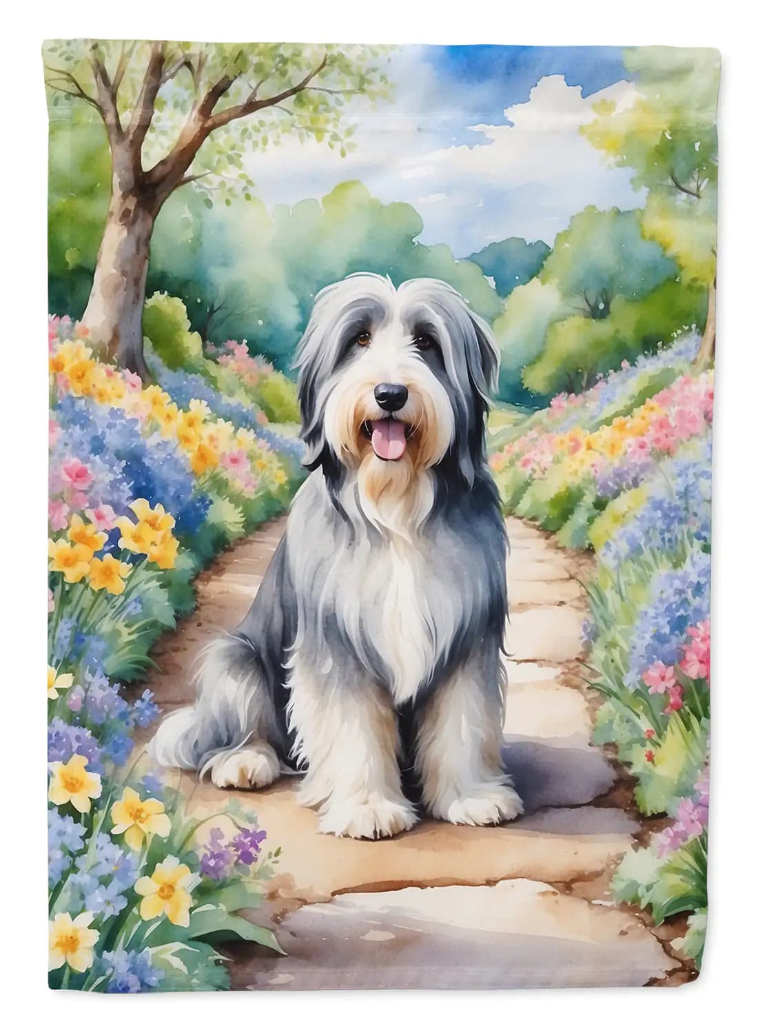 Bearded Collie Spring Garden Flag