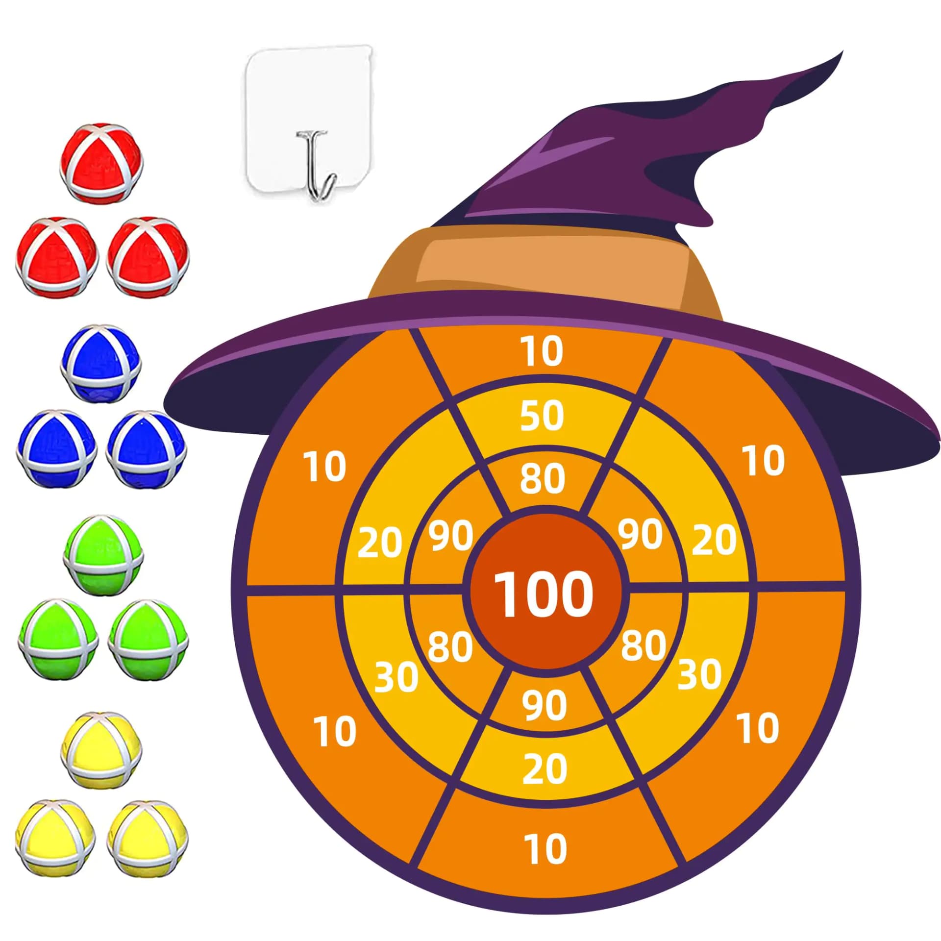 30” Halloween Decorations Witch Hat Party Favor Large Halloween Toys Kids Dart Board Game Halloween Party Supplies Indoor Outdoor Decor Stocking Stuffers Christmas Birthday Gifts for Boys Girls