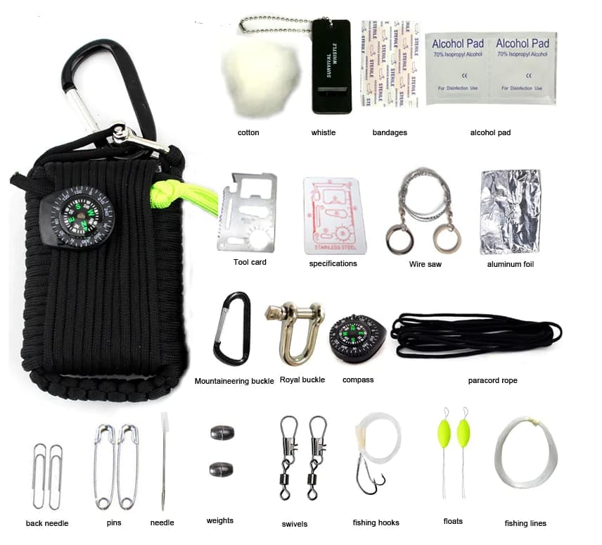 Survival Kit, Camping Gear, Climbing Rope Tool Bag