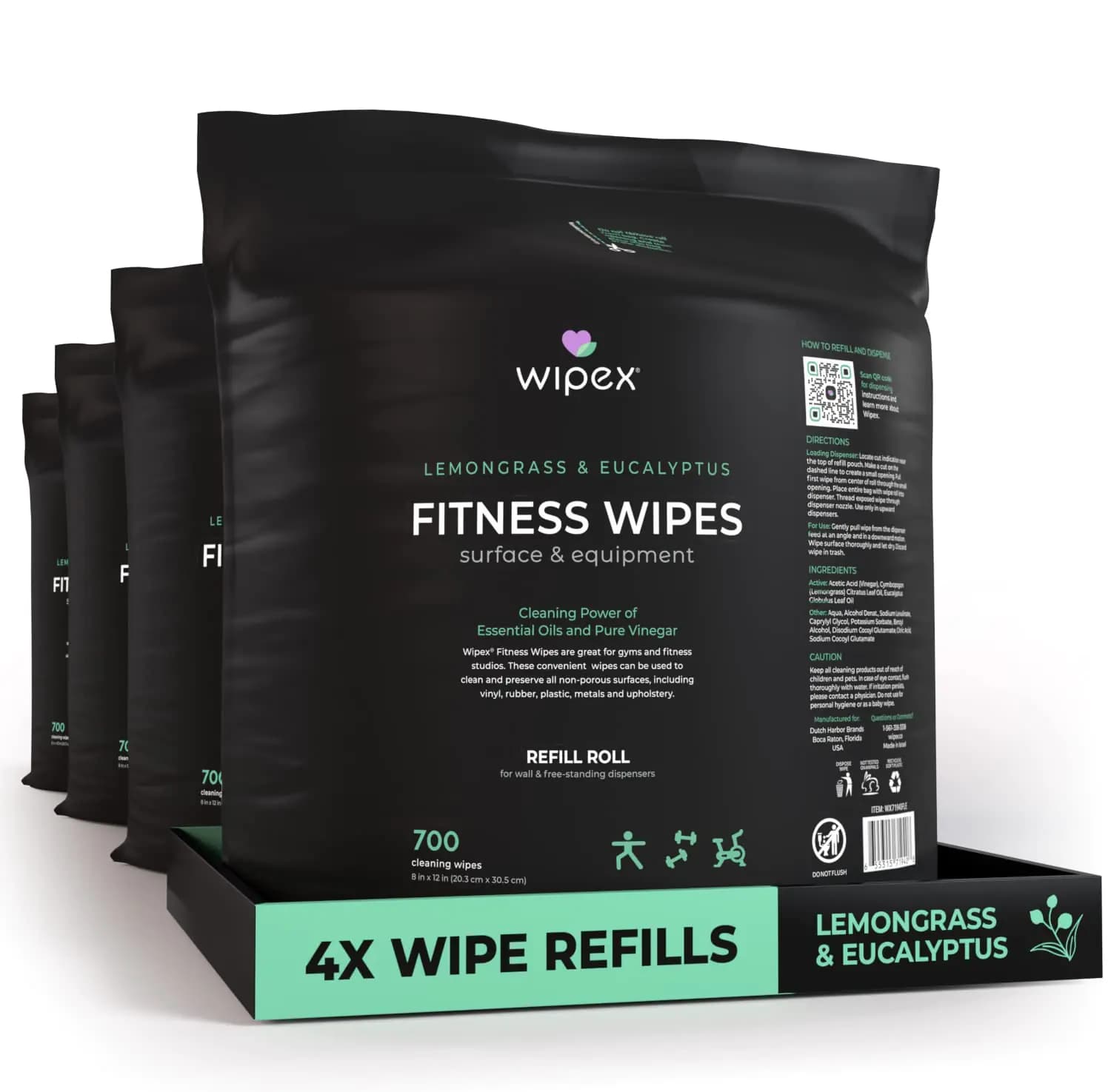Plant Based Gym Wipes, Lemongrass, 700 Count