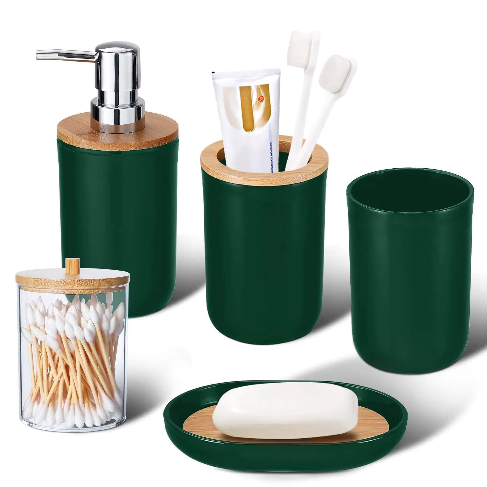 Hunter Green 5-Piece Bathroom Accessories Set
