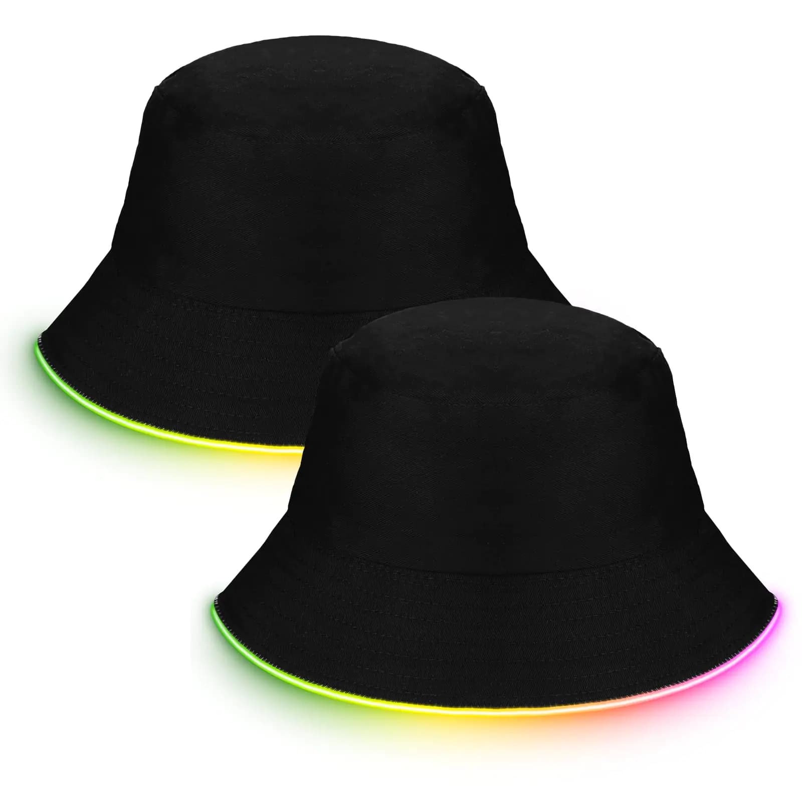 LED Light Up Bucket Hat Black Neon