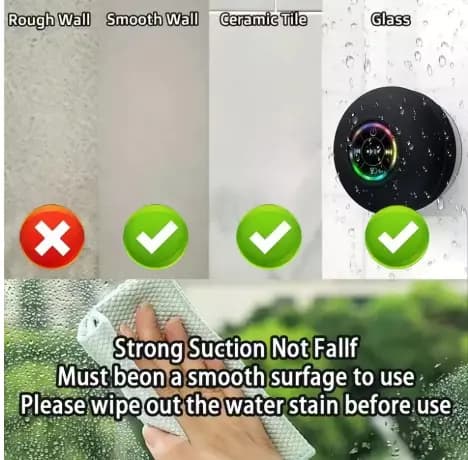 Portable Bluetooth Speaker w/LED Lights & Suction Cup