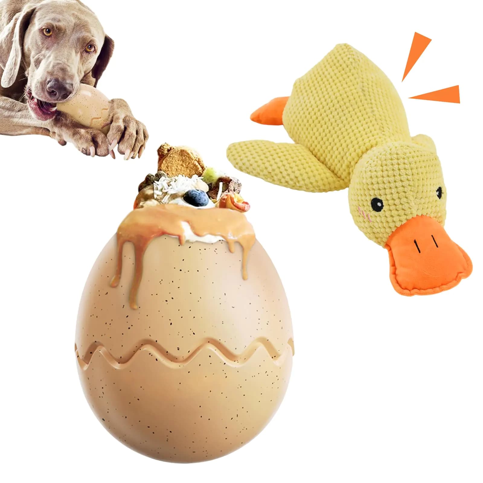 Large Dog Chew Toys, Natural Rubber Duck, 2-Pack