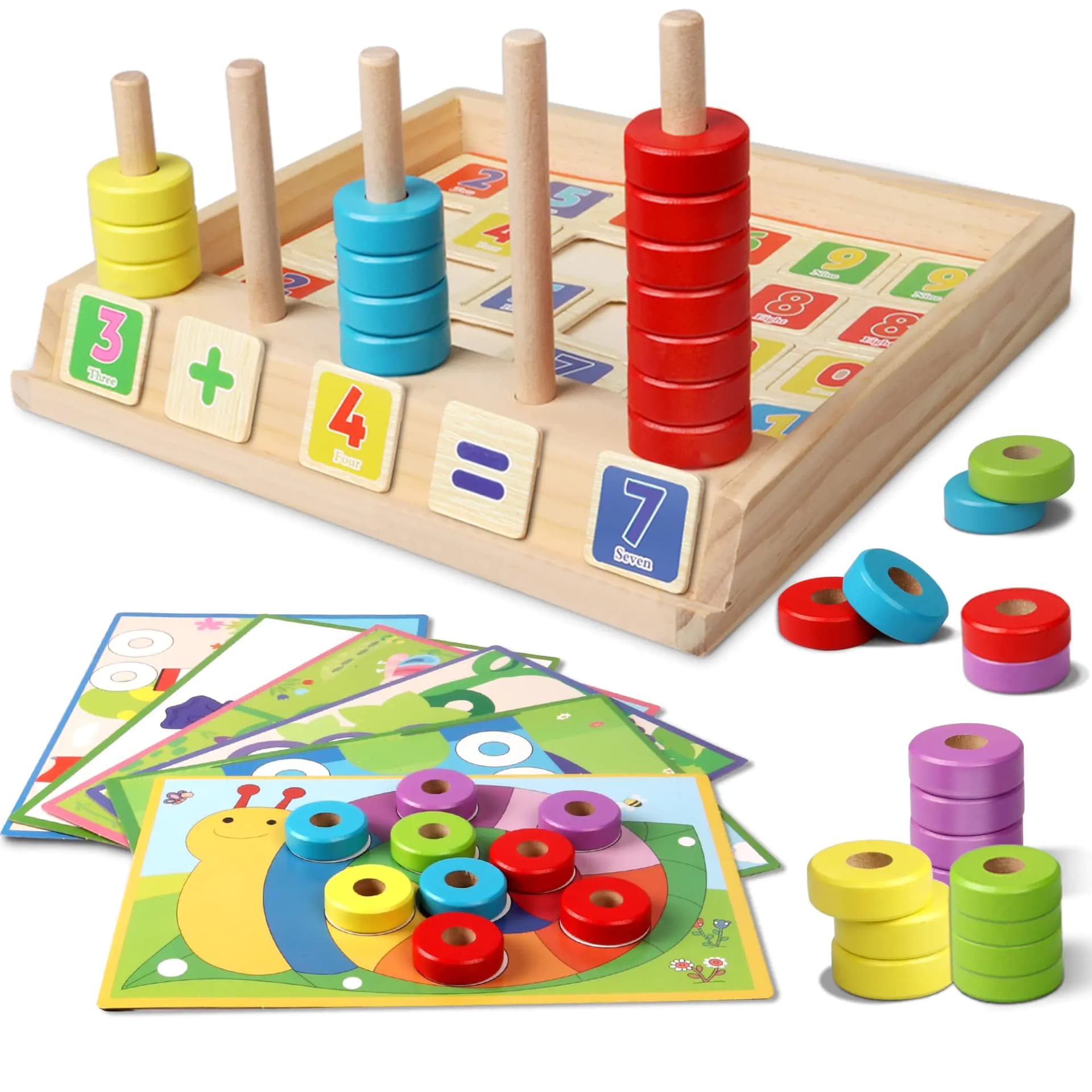 Wooden Montessori Math Number Blocks Learning Toy