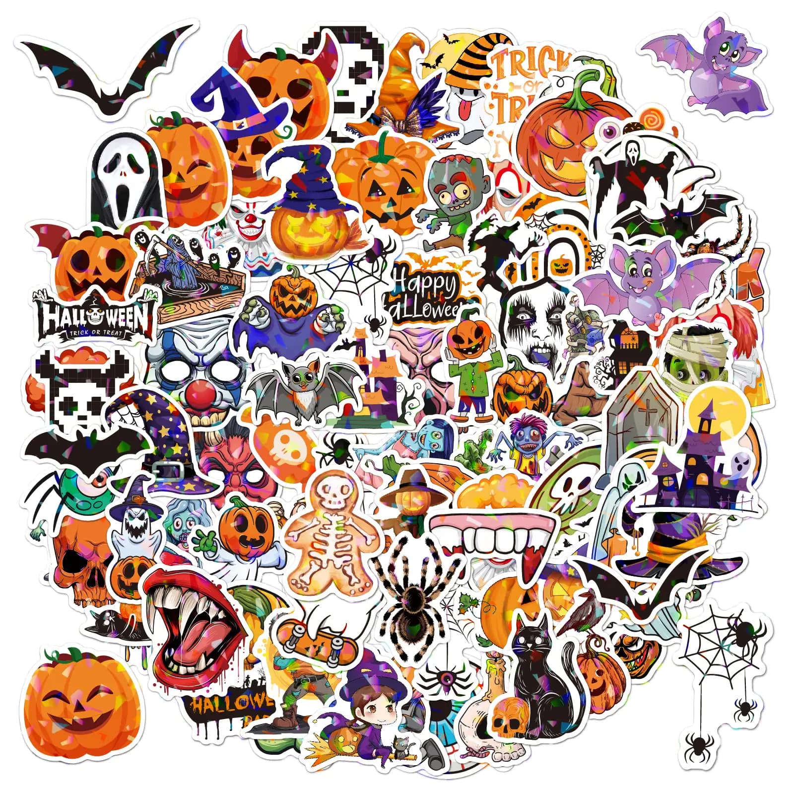 100 PCS Halloween Stickers Halloween Pumpkin Themed Party Favor Stickers for Kids Waterproof Halloween Stickers Bulk Halloween Goodie Bags Stuffers Classroom Decorations Non Repeating