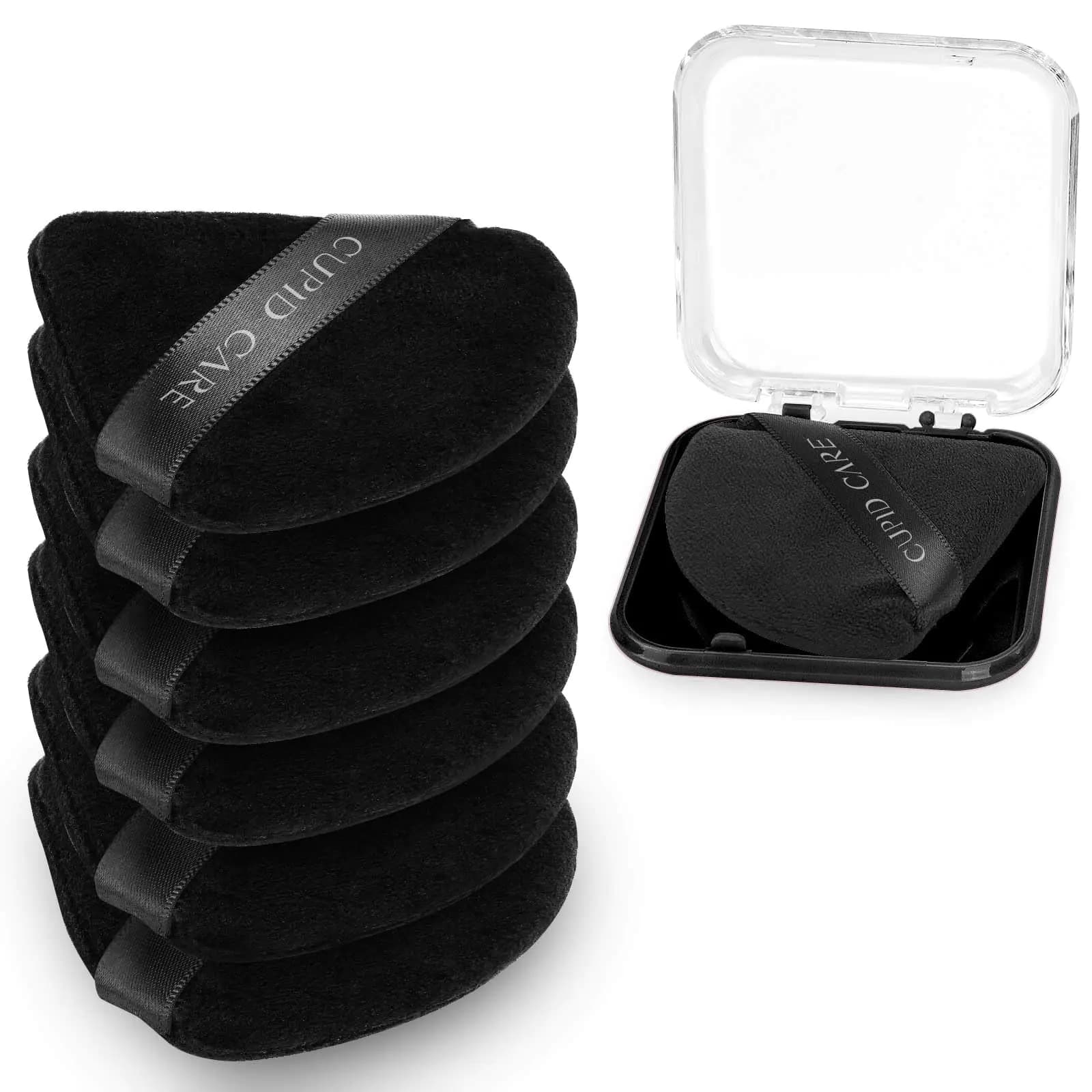 Triangle Velour Powder Puffs With Travel Cases