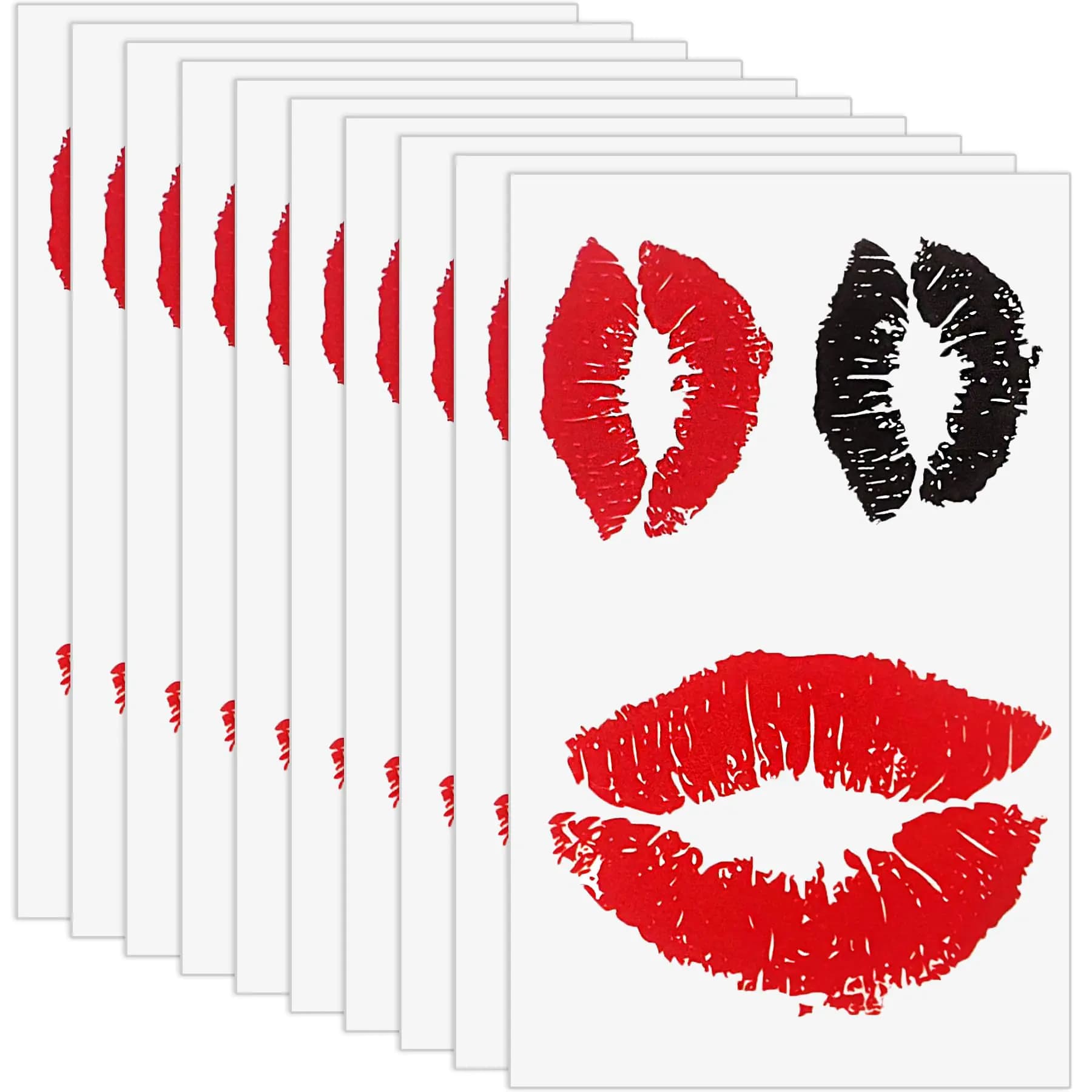 ZZXLLRO 20 Sheets Red Lips Fake Temporary Tattoos Self-adhesive Fake Red Lips Stickers Waterproof Face Stickers for Adult Women Girls Face Body Valentines Day Halloween Decorations